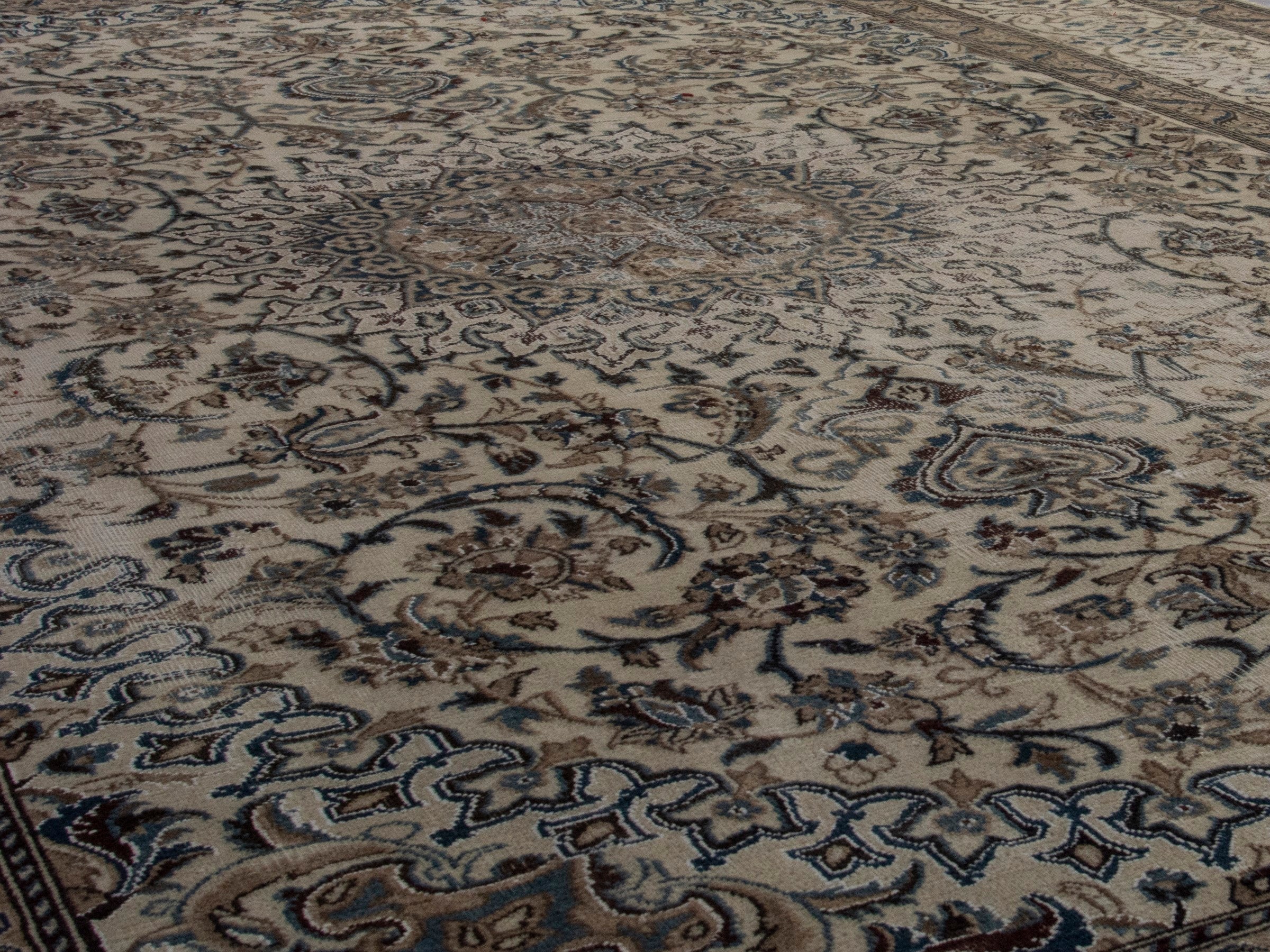 Persian Nain oversized rug in cream and taupe, view 10 of 18