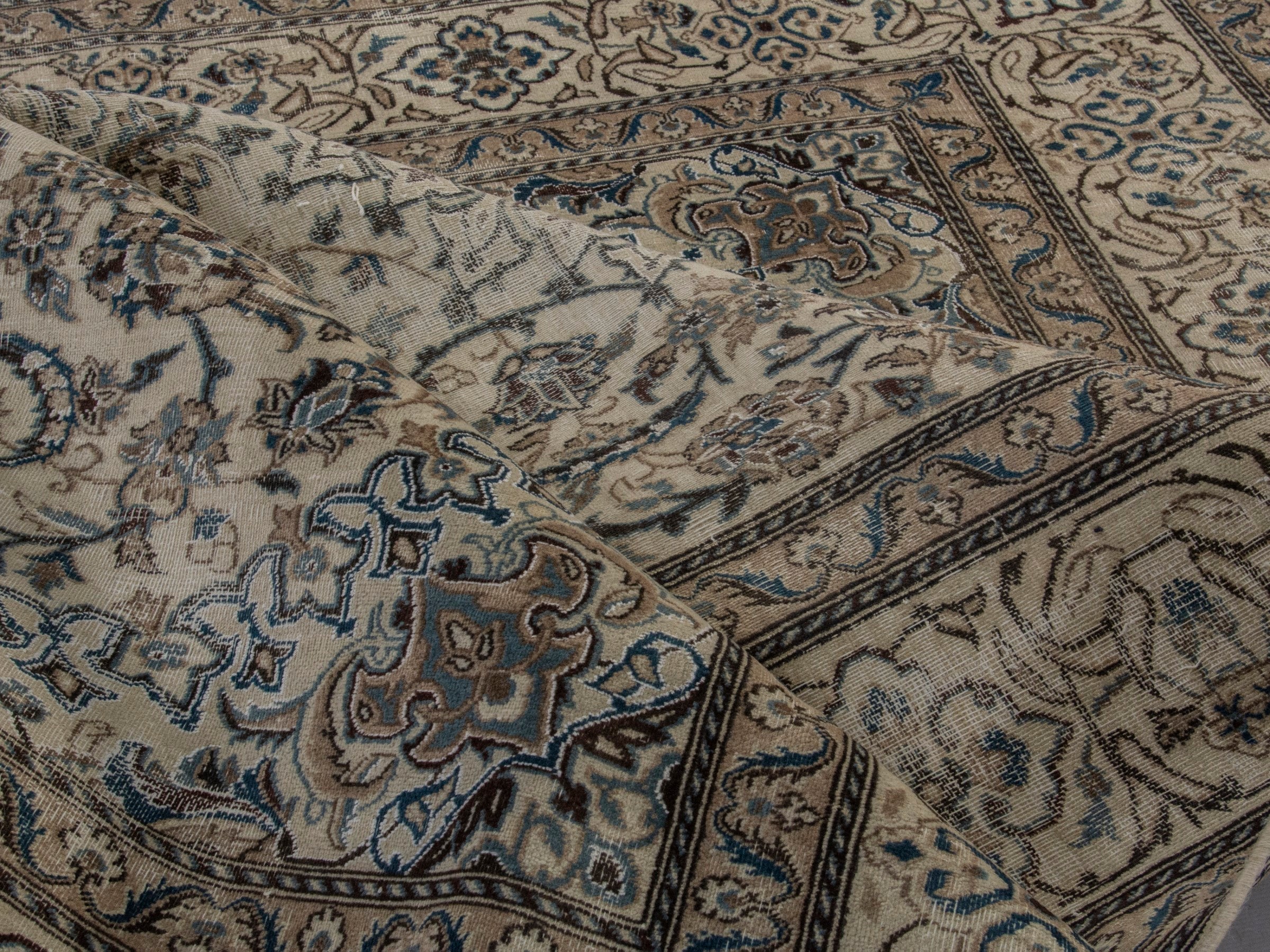 Persian Nain oversized rug in cream and taupe, view 16 of 18