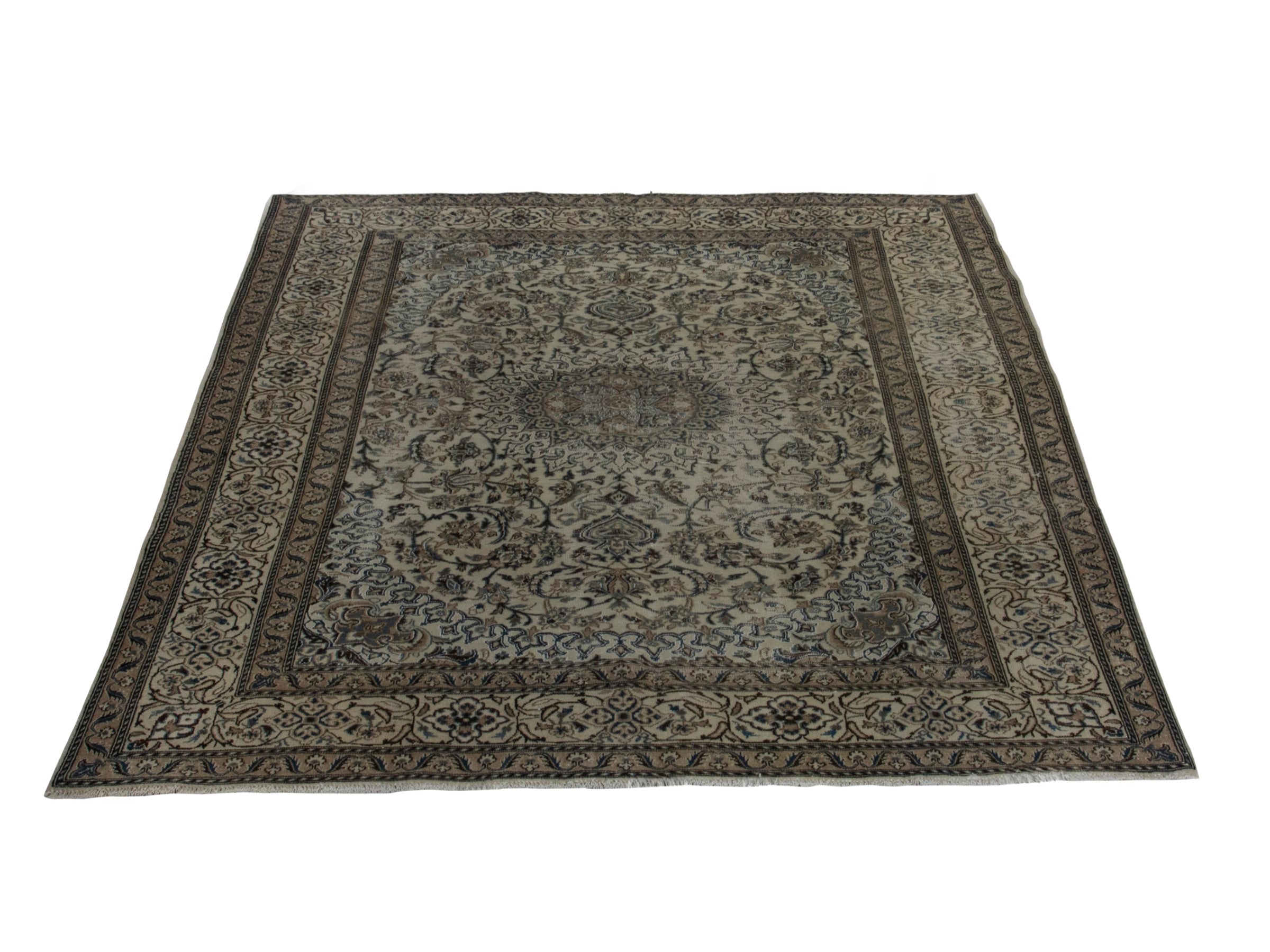 Persian Nain oversized rug in cream and taupe, view 2 of 18