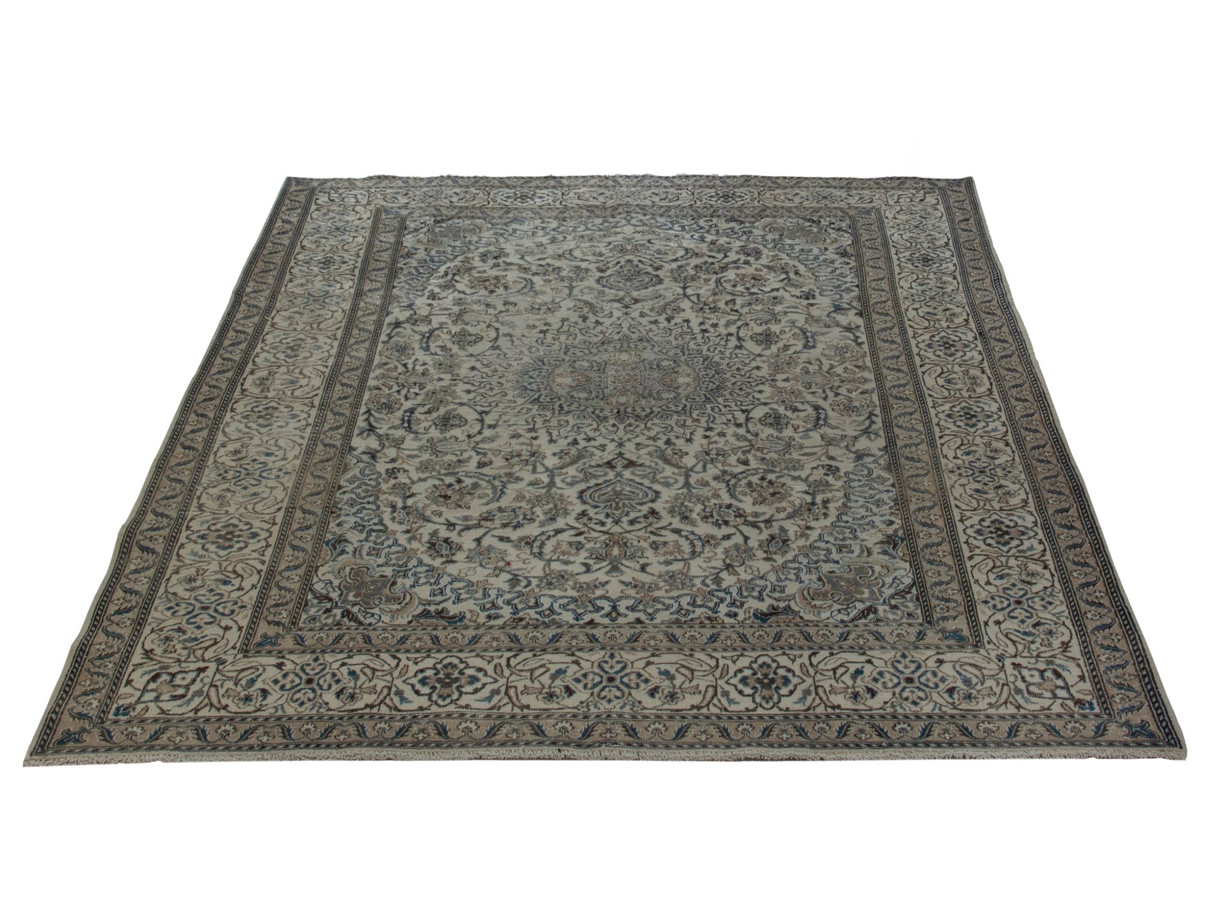Persian Nain oversized rug in cream and taupe, view 3 of 18