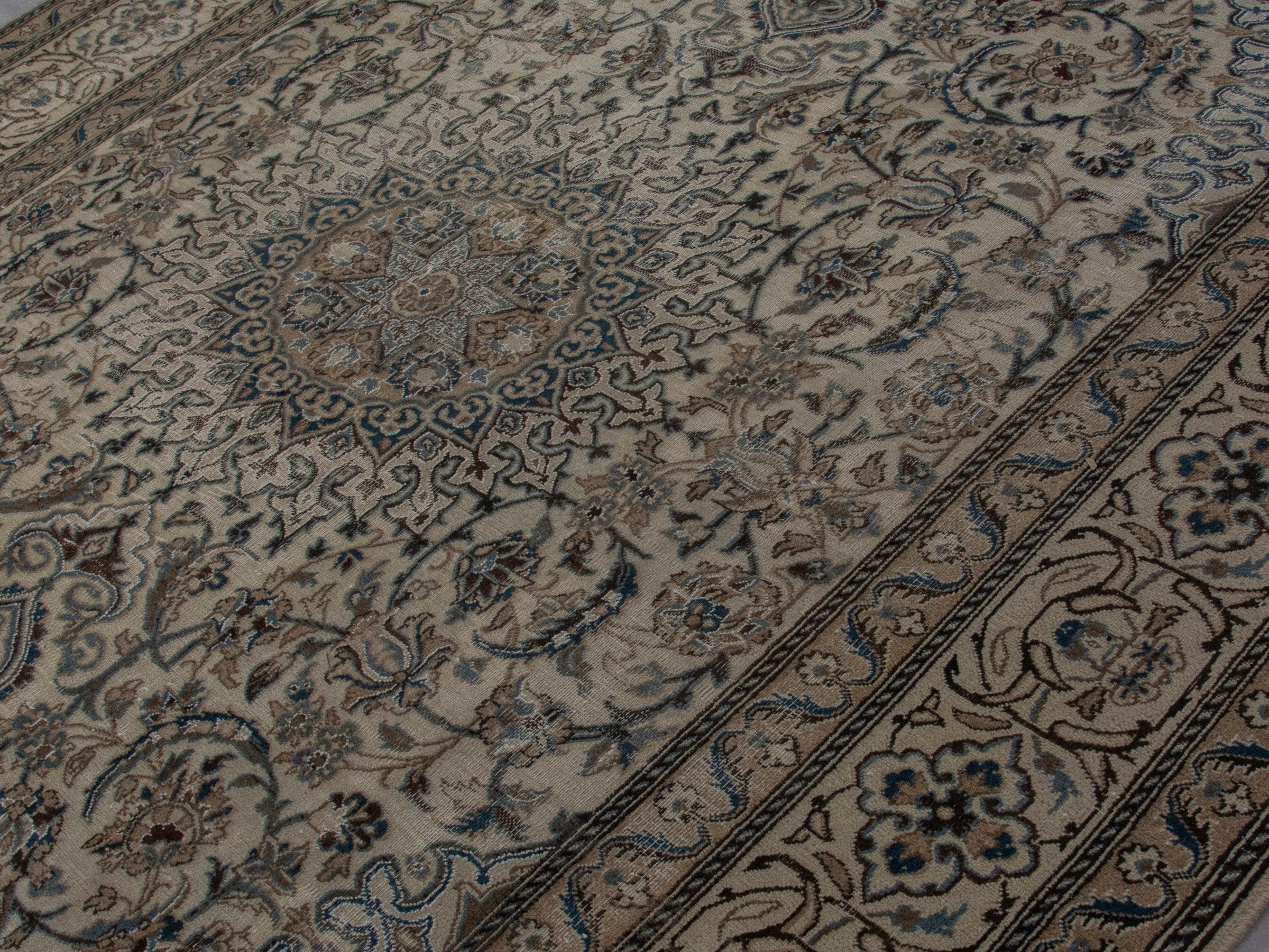 Persian Nain oversized rug in cream and taupe, view 4 of 18
