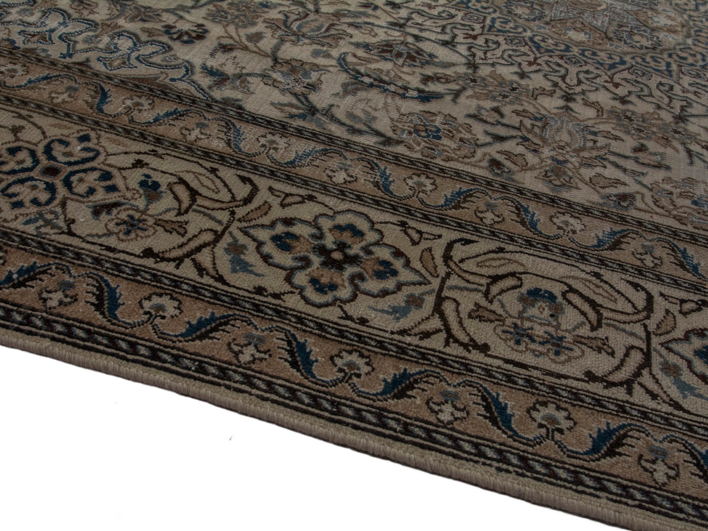 Persian Nain oversized rug in cream and taupe, view 8 of 18