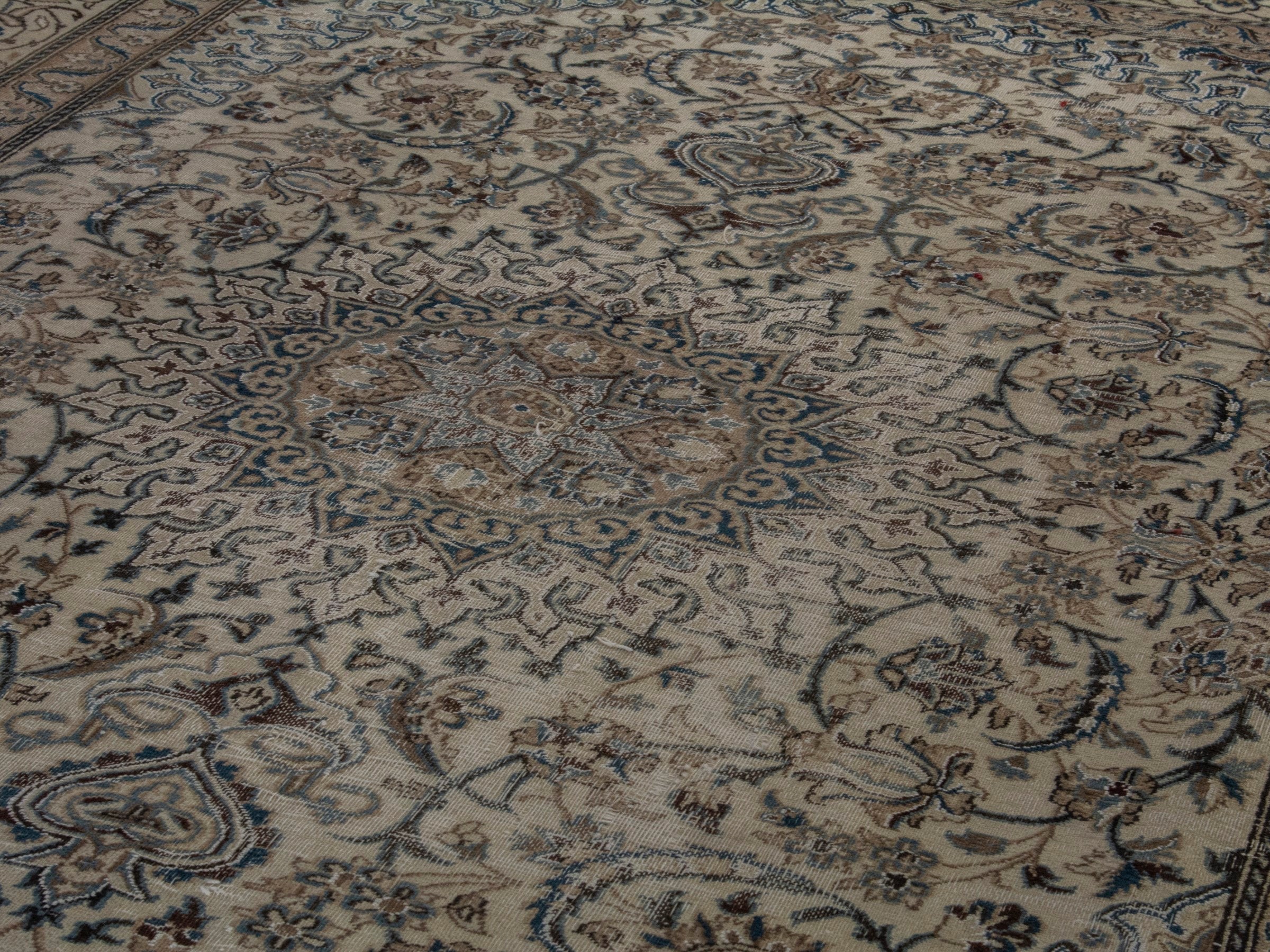 Persian Nain oversized rug in cream and taupe, view 9 of 18