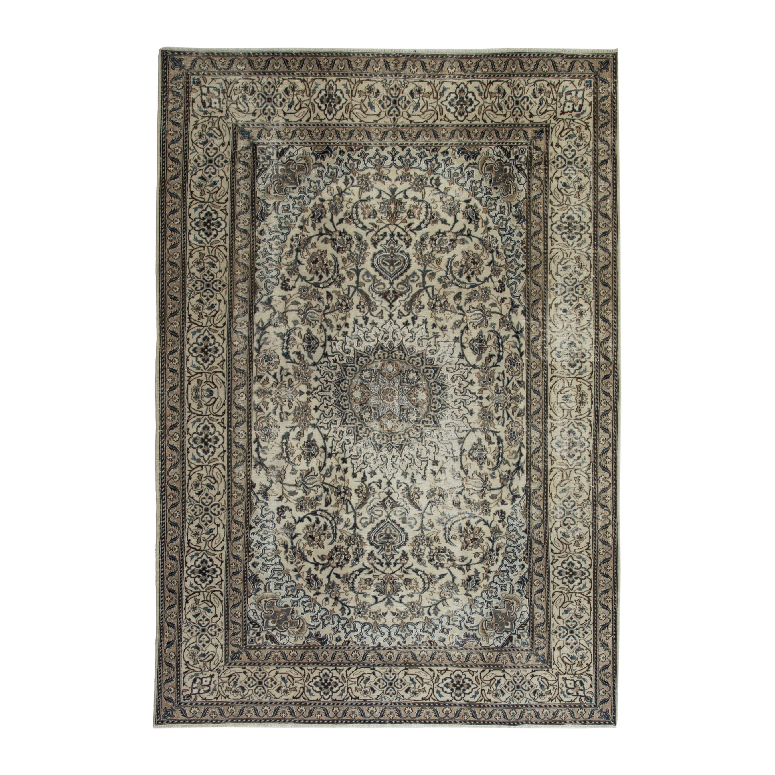 Persian Nain oversized rug in cream and taupe, 8'1" x 11'2"