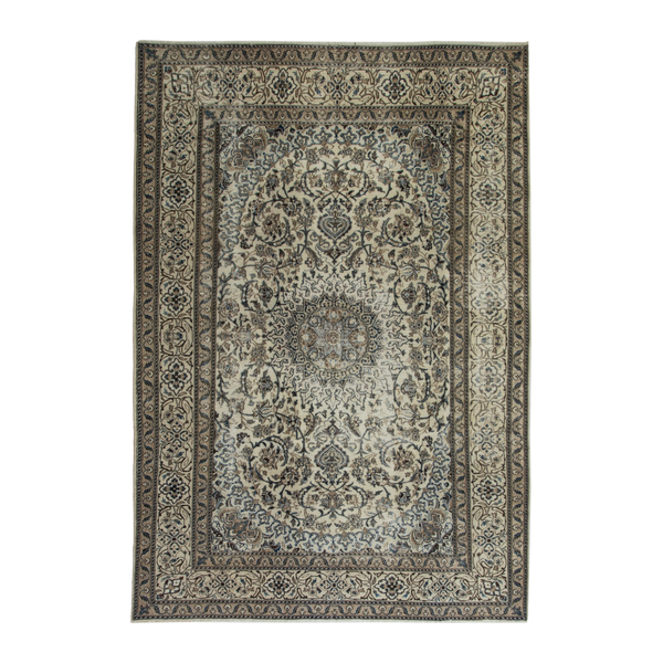 Persian Nain oversized rug in cream and taupe, 8'1" x 11'2"