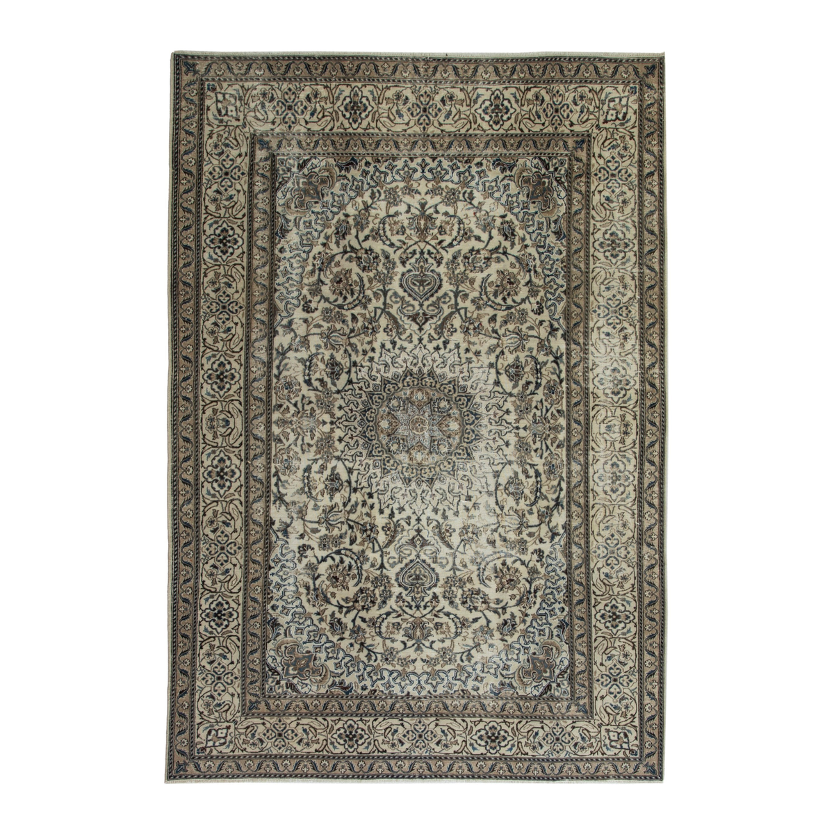 Persian Nain oversized rug in cream and taupe, 8'1" x 11'2"