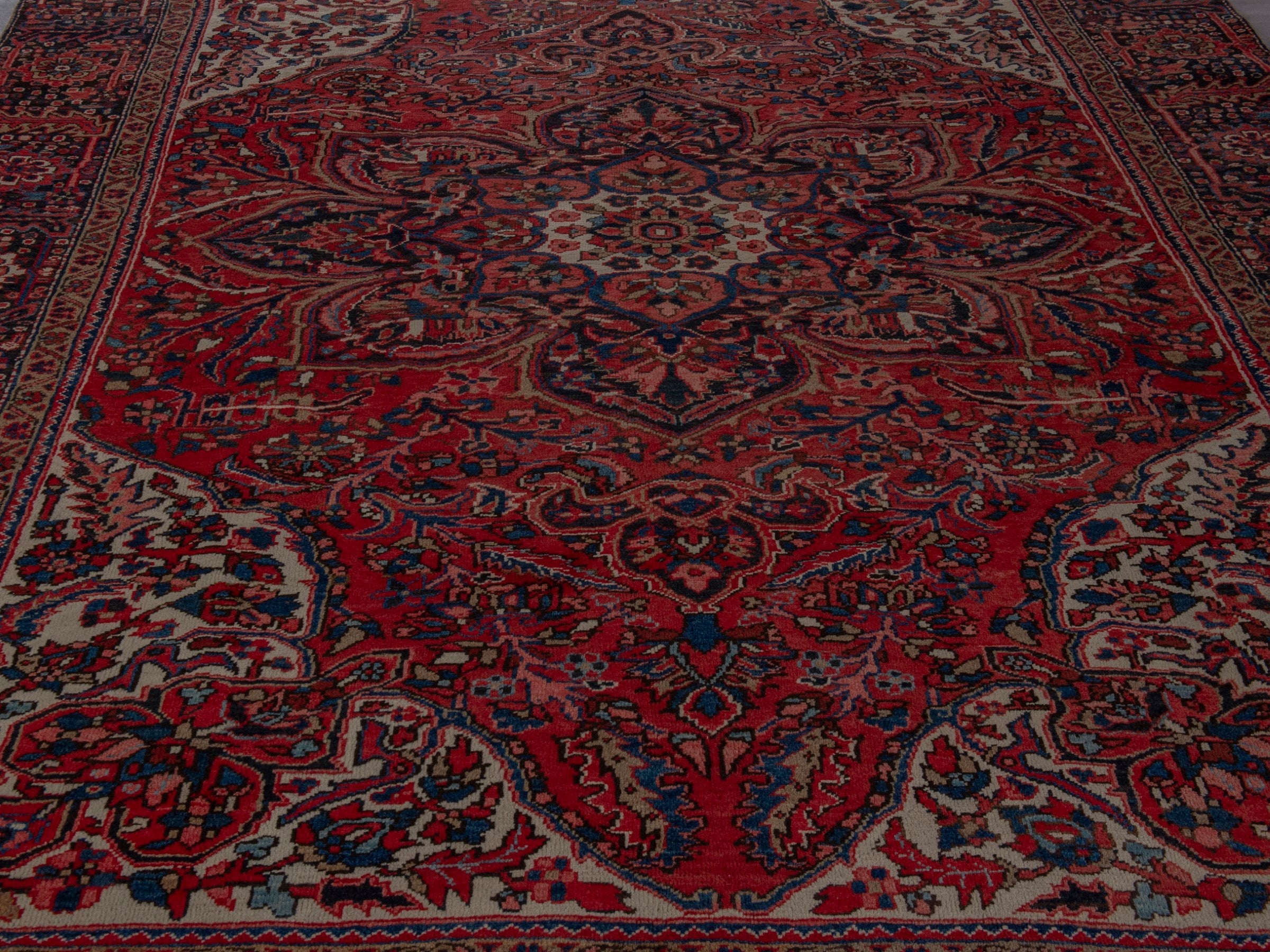 Persian Heriz oversized rug in deep red and burgundy, view 10 of 21