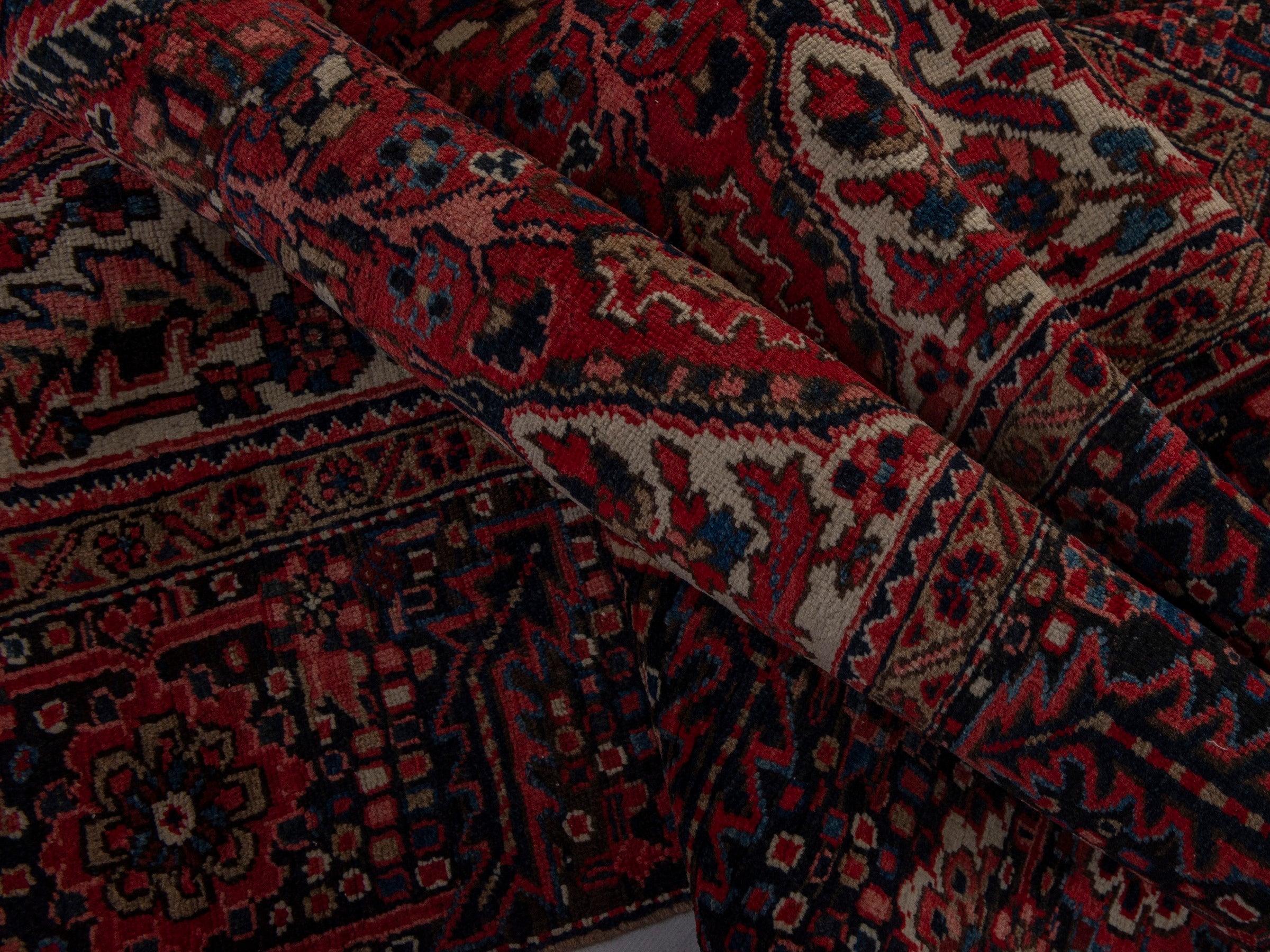 Persian Heriz oversized rug in deep red and burgundy, view 18 of 21
