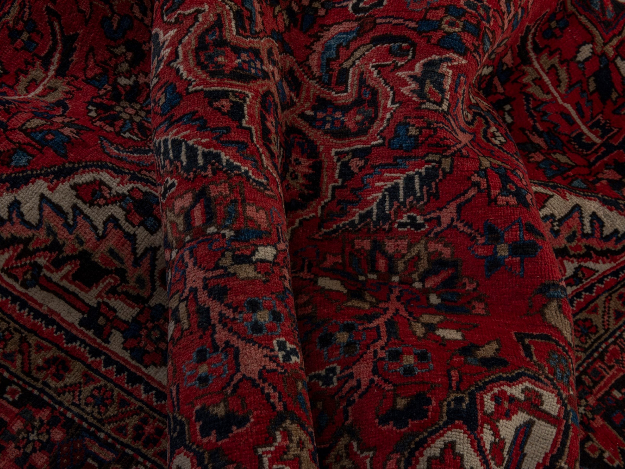 Persian Heriz oversized rug in deep red and burgundy, view 19 of 21