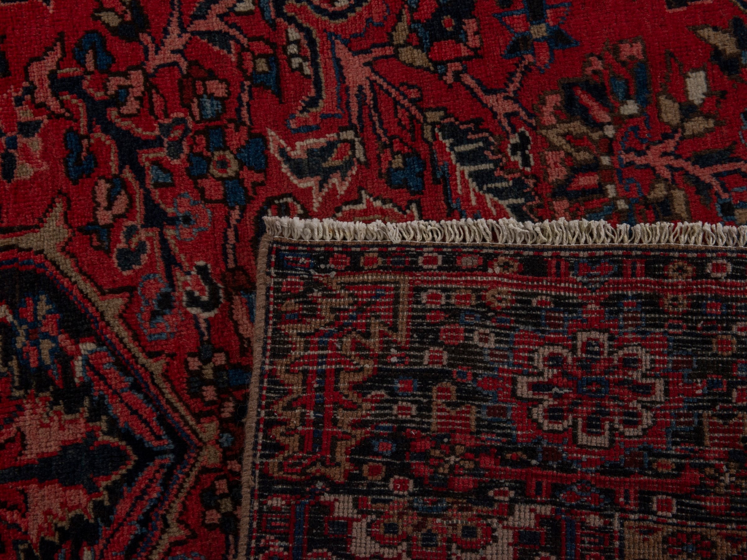 Persian Heriz oversized rug in deep red and burgundy, view 21 of 21