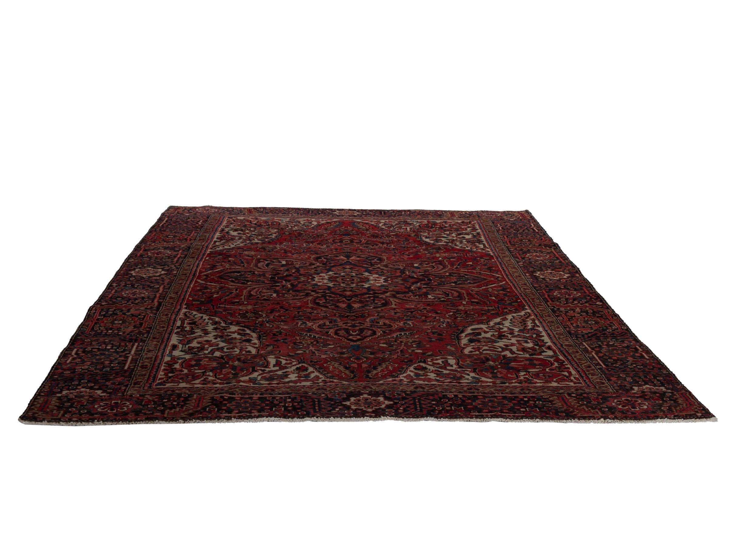 Persian Heriz oversized rug in deep red and burgundy, view 2 of 21