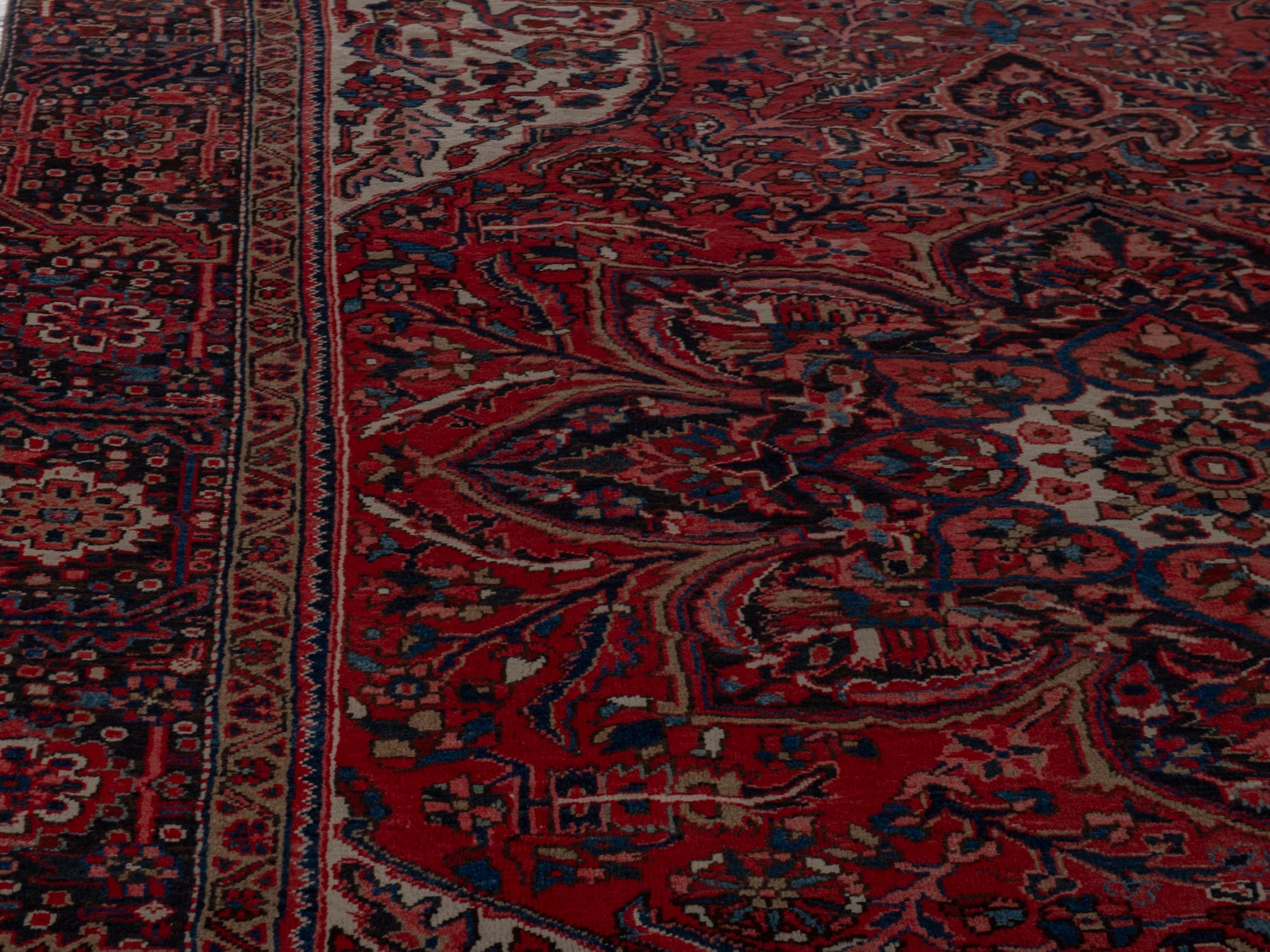 Persian Heriz oversized rug in deep red and burgundy, view 7 of 21
