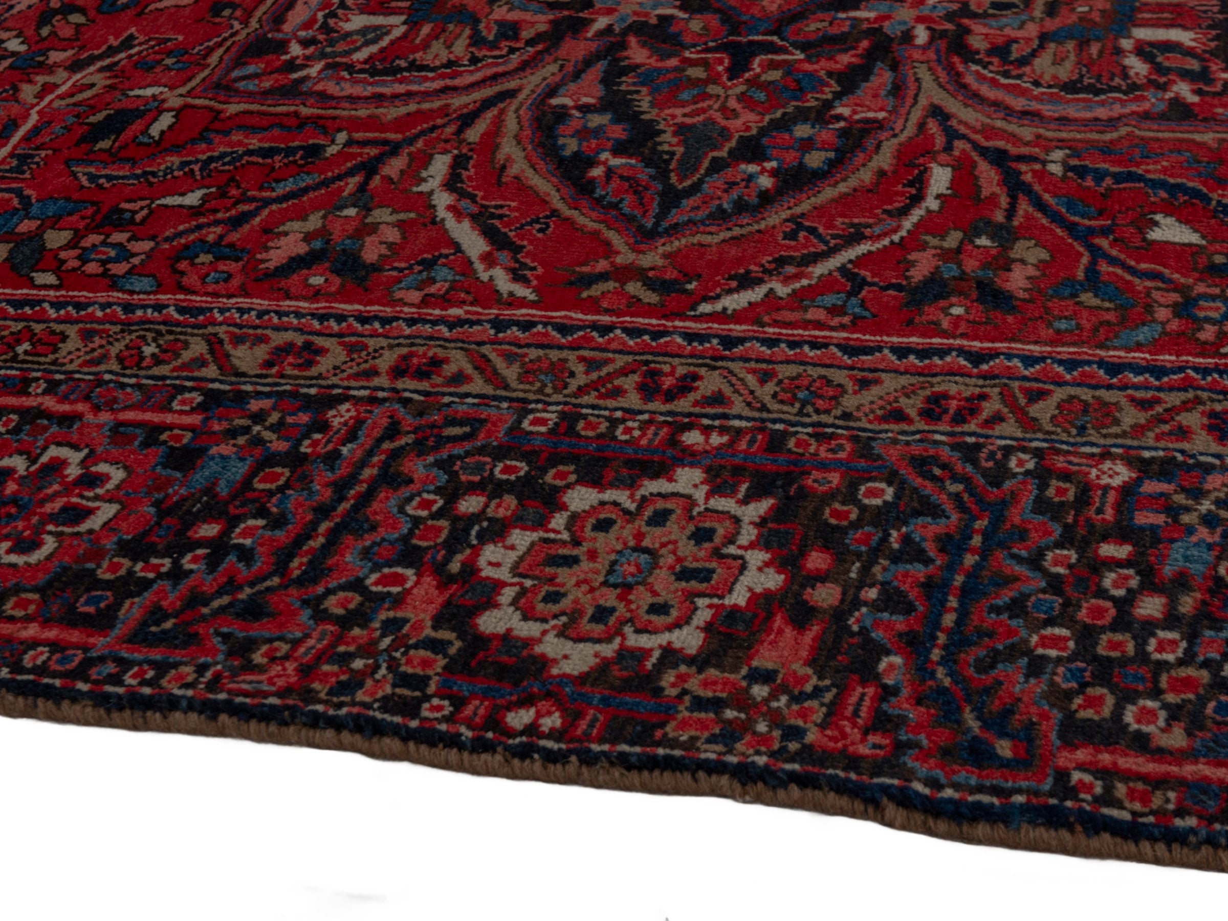 Persian Heriz oversized rug in deep red and burgundy, view 8 of 21