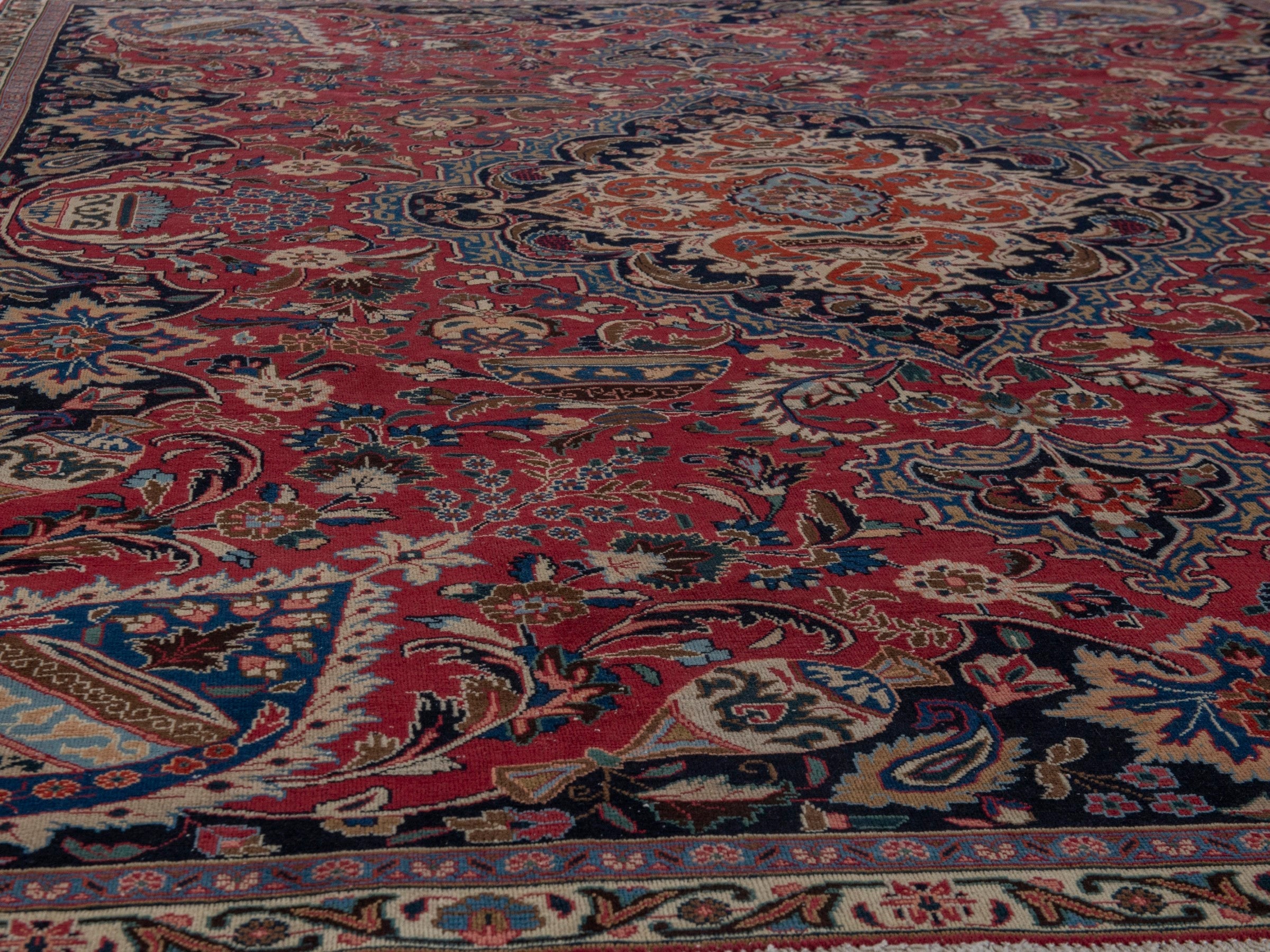 Persian Kashmar oversized rug in burgundy and deep red, view 10 of 24