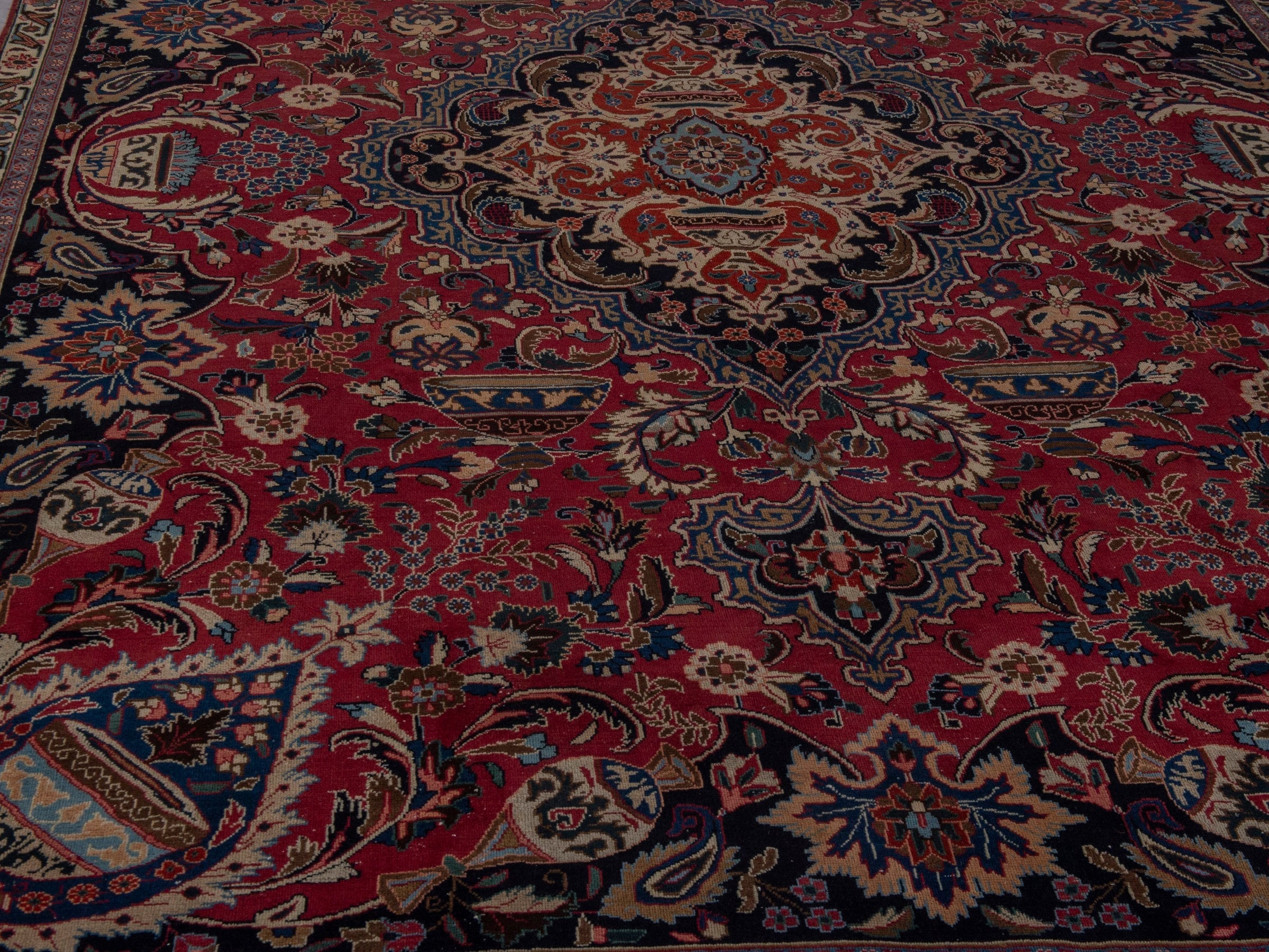 Persian Kashmar oversized rug in burgundy and deep red, view 11 of 24
