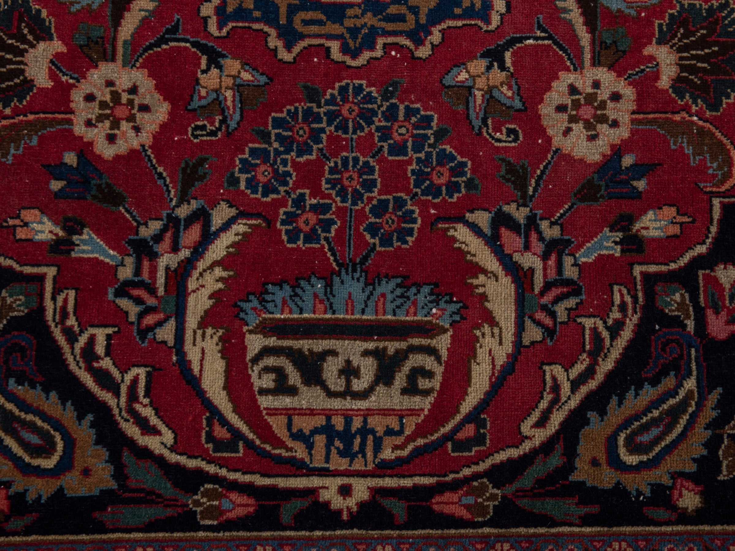 Persian Kashmar oversized rug in burgundy and deep red, view 14 of 24