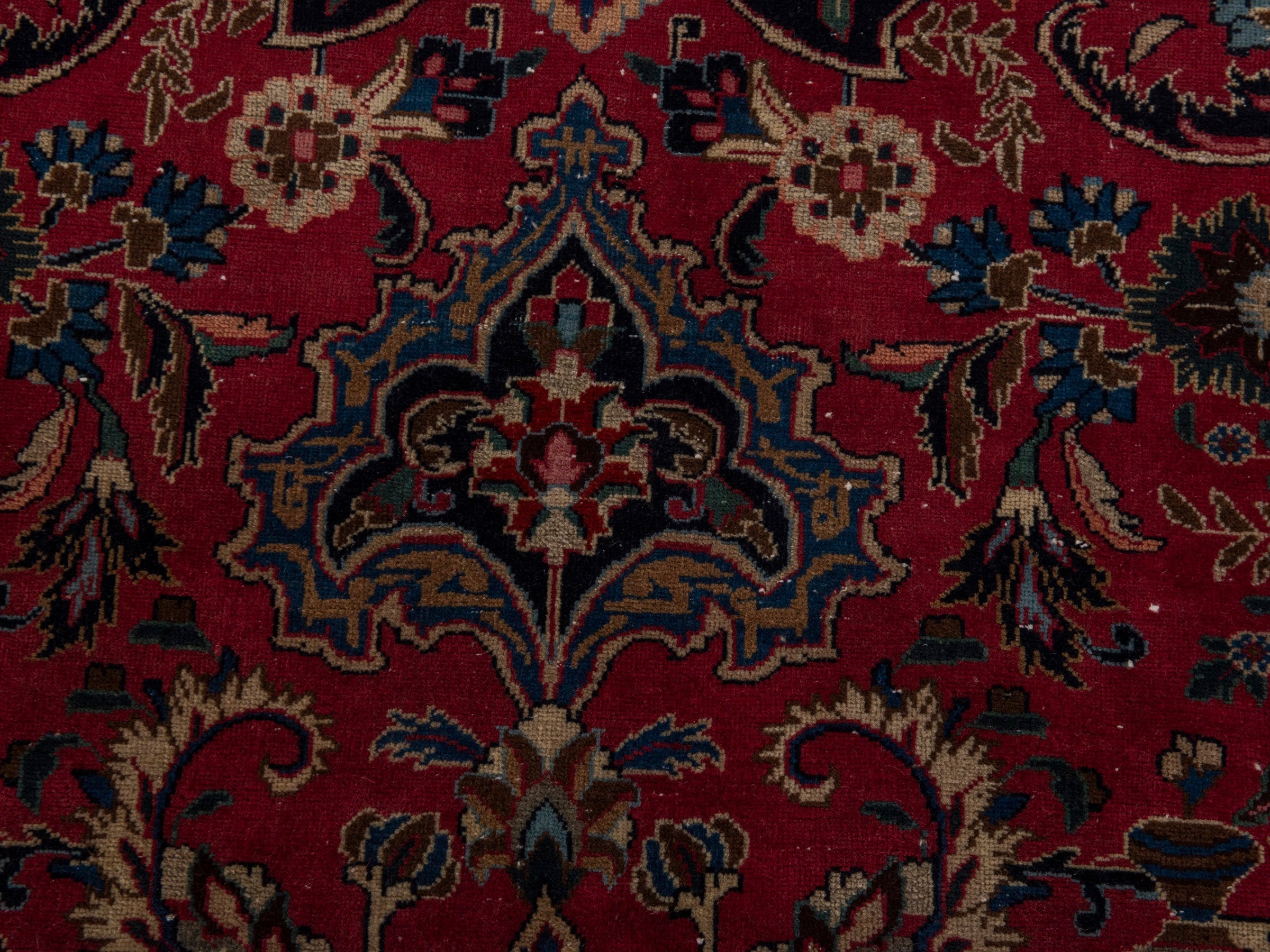 Persian Kashmar oversized rug in burgundy and deep red, view 16 of 24