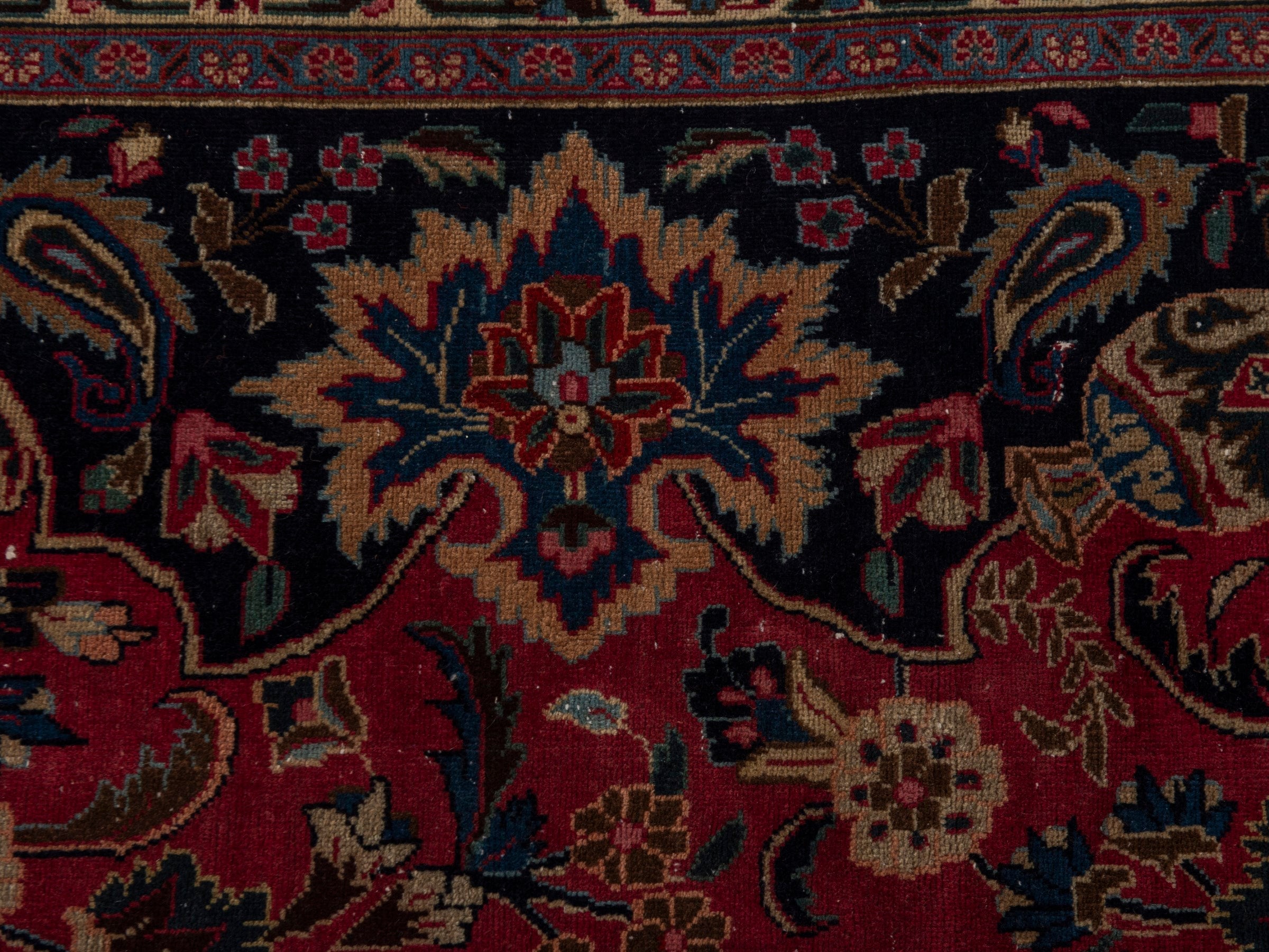 Persian Kashmar oversized rug in burgundy and deep red, view 17 of 24