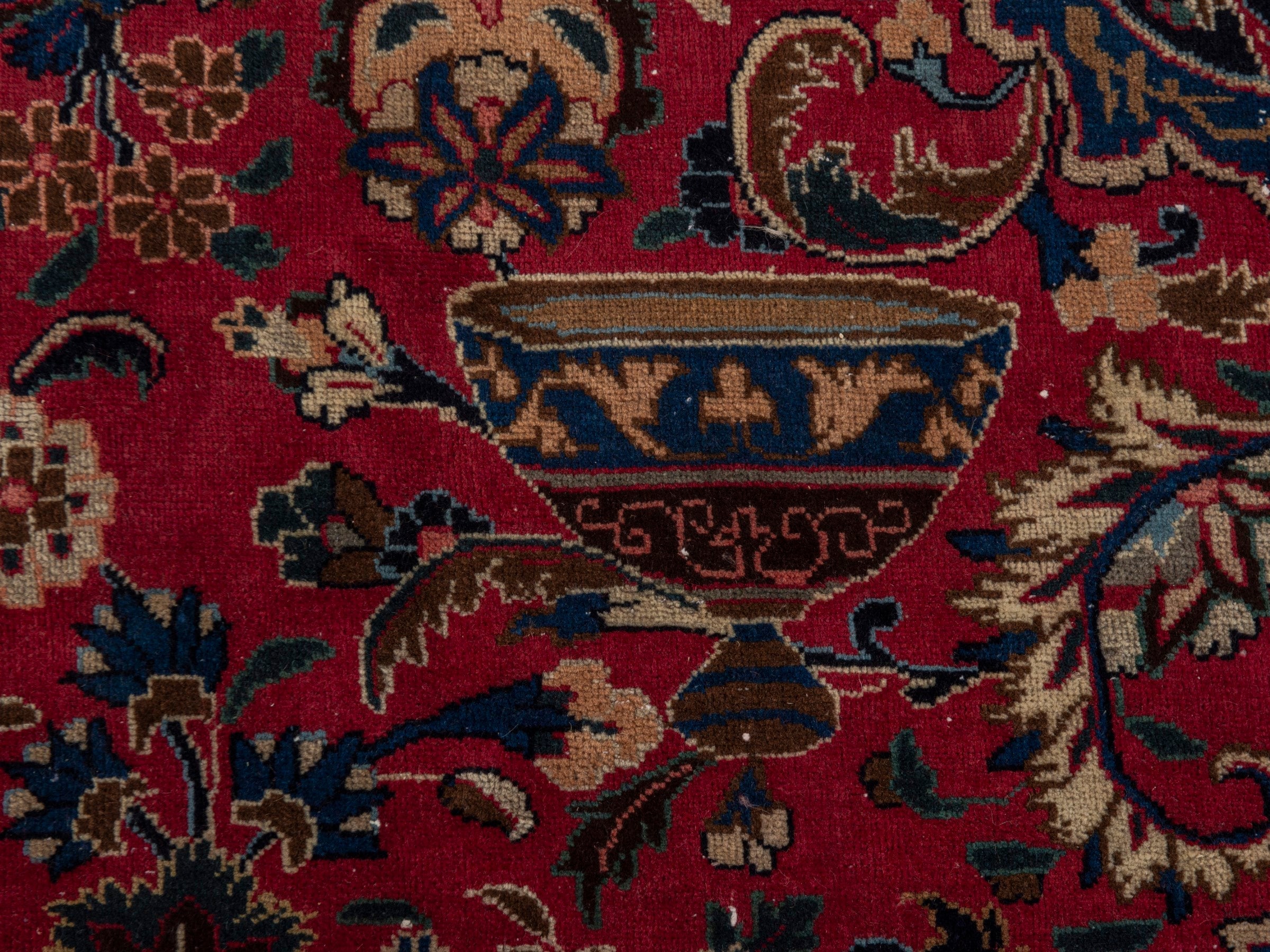 Persian Kashmar oversized rug in burgundy and deep red, view 18 of 24