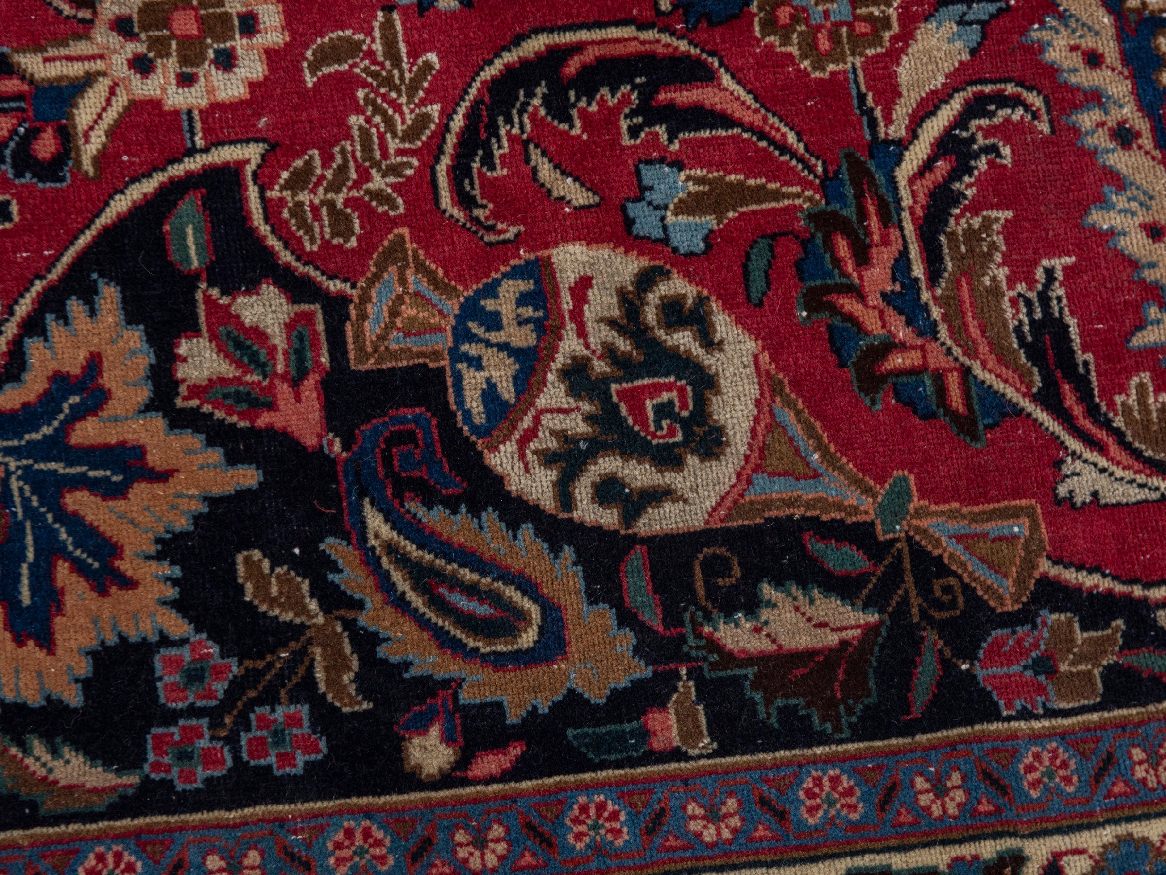 Persian Kashmar oversized rug in burgundy and deep red, view 19 of 24