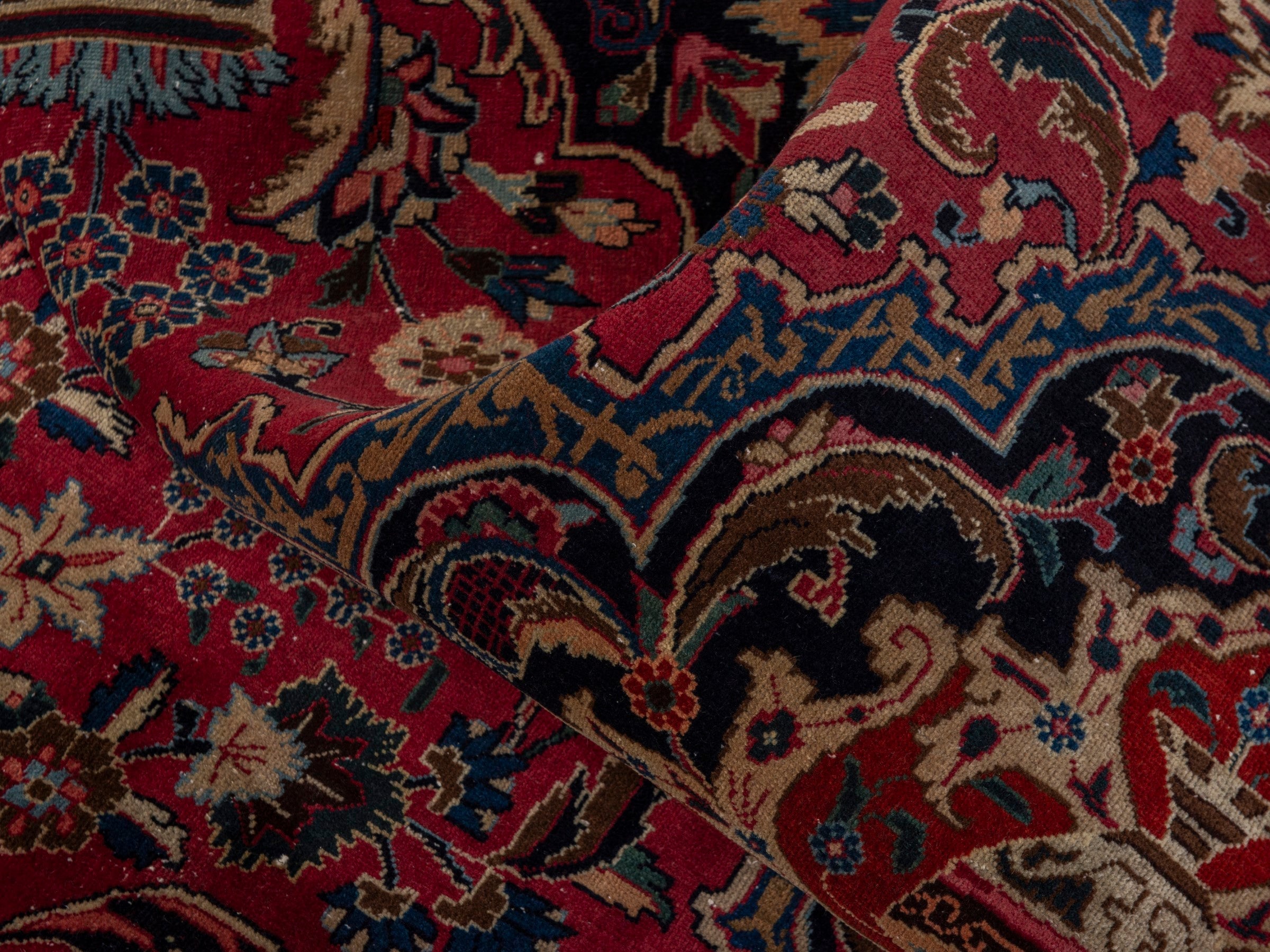 Persian Kashmar oversized rug in burgundy and deep red, view 20 of 24