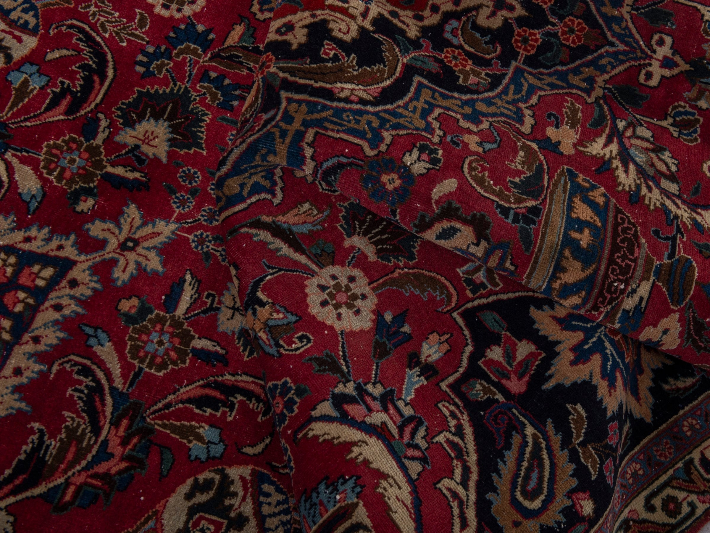 Persian Kashmar oversized rug in burgundy and deep red, view 22 of 24