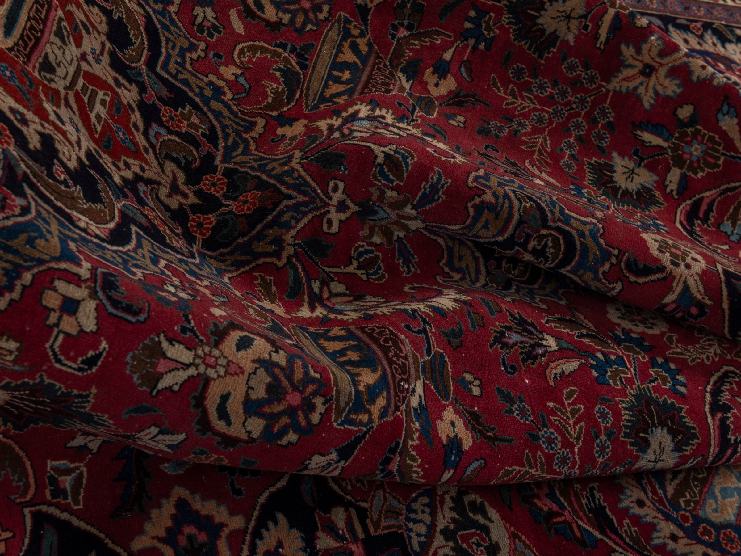 Persian Kashmar oversized rug in burgundy and deep red, view 23 of 24