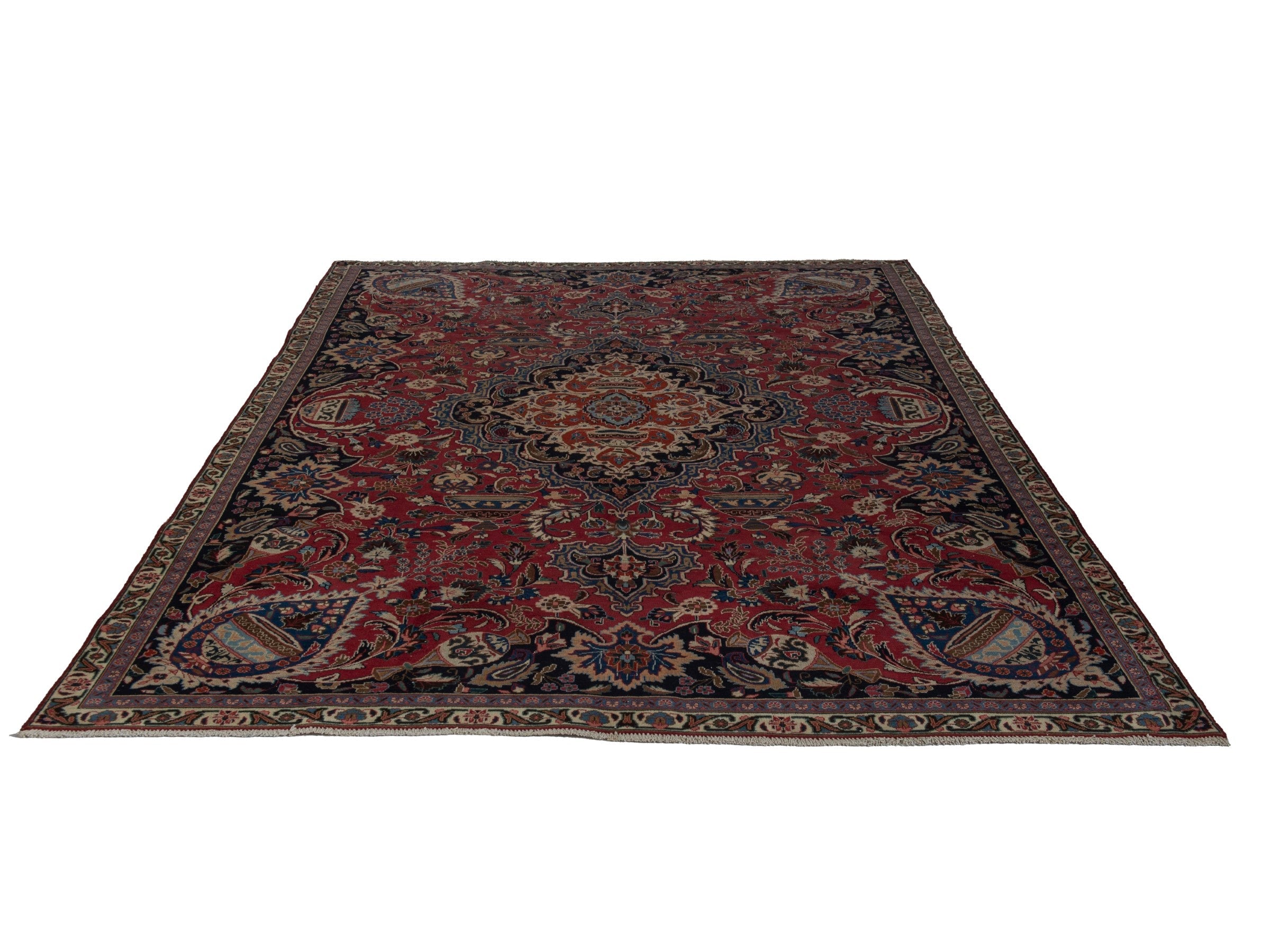 Persian Kashmar oversized rug in burgundy and deep red, view 2 of 24