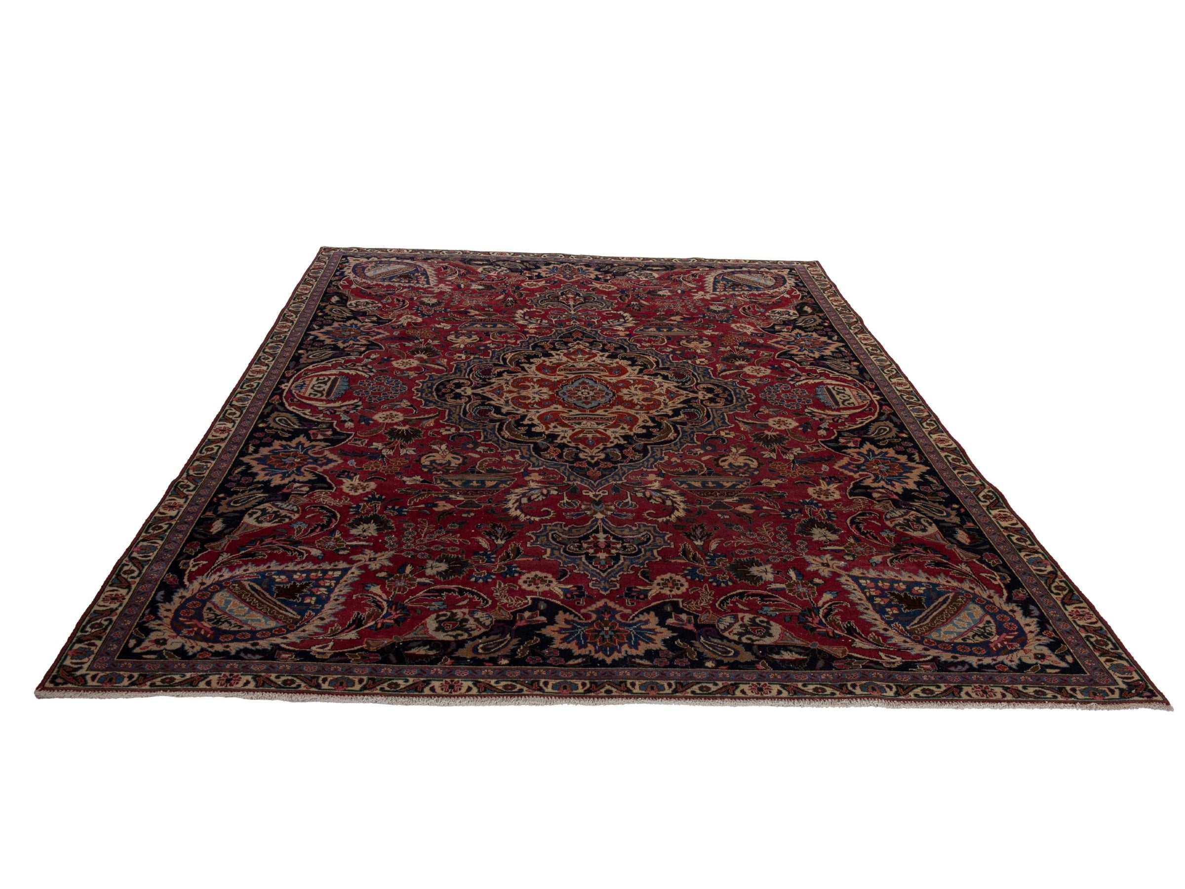 Persian Kashmar oversized rug in burgundy and deep red, view 3 of 24