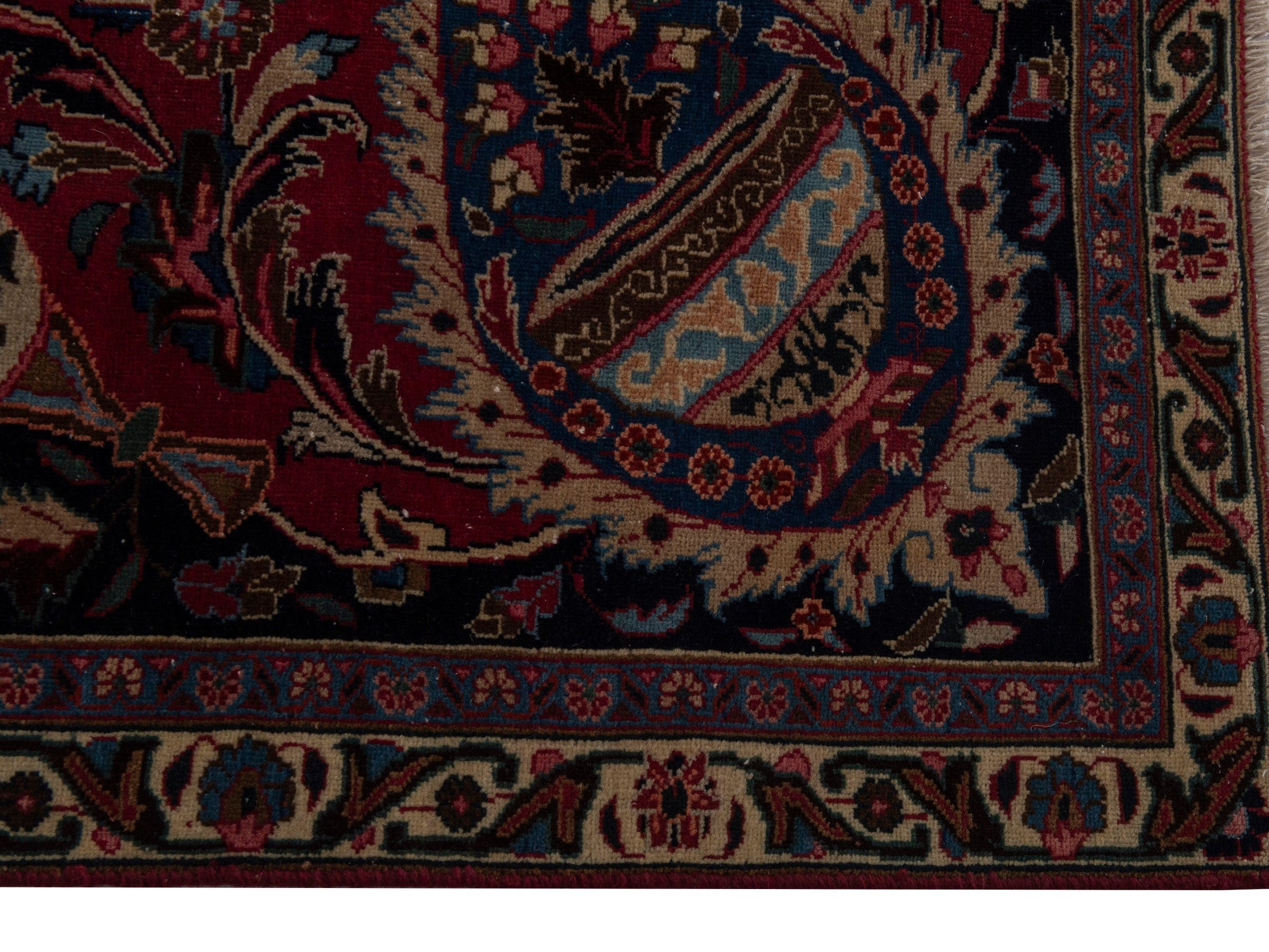 Persian Kashmar oversized rug in burgundy and deep red, view 5 of 24