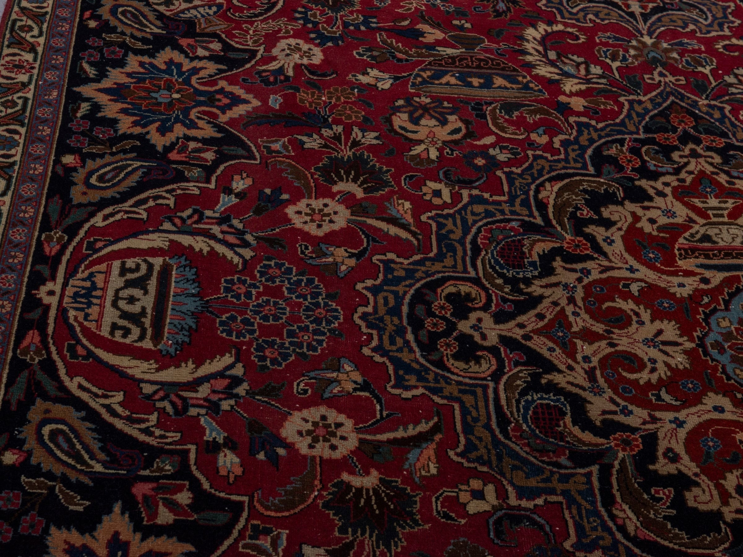 Persian Kashmar oversized rug in burgundy and deep red, view 7 of 24