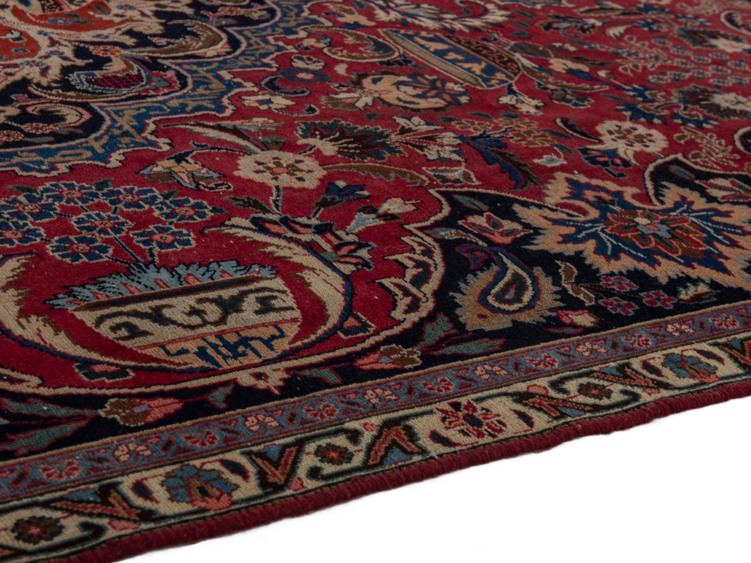 Persian Kashmar oversized rug in burgundy and deep red, view 8 of 24