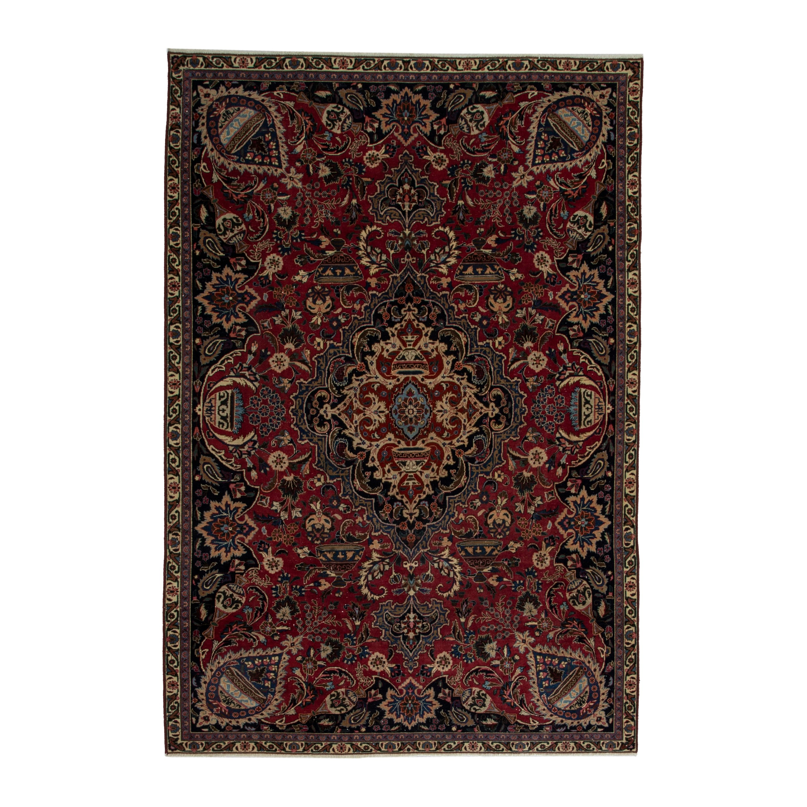 Persian Kashmar oversized rug in burgundy and deep red, 7'5" x 10'6"