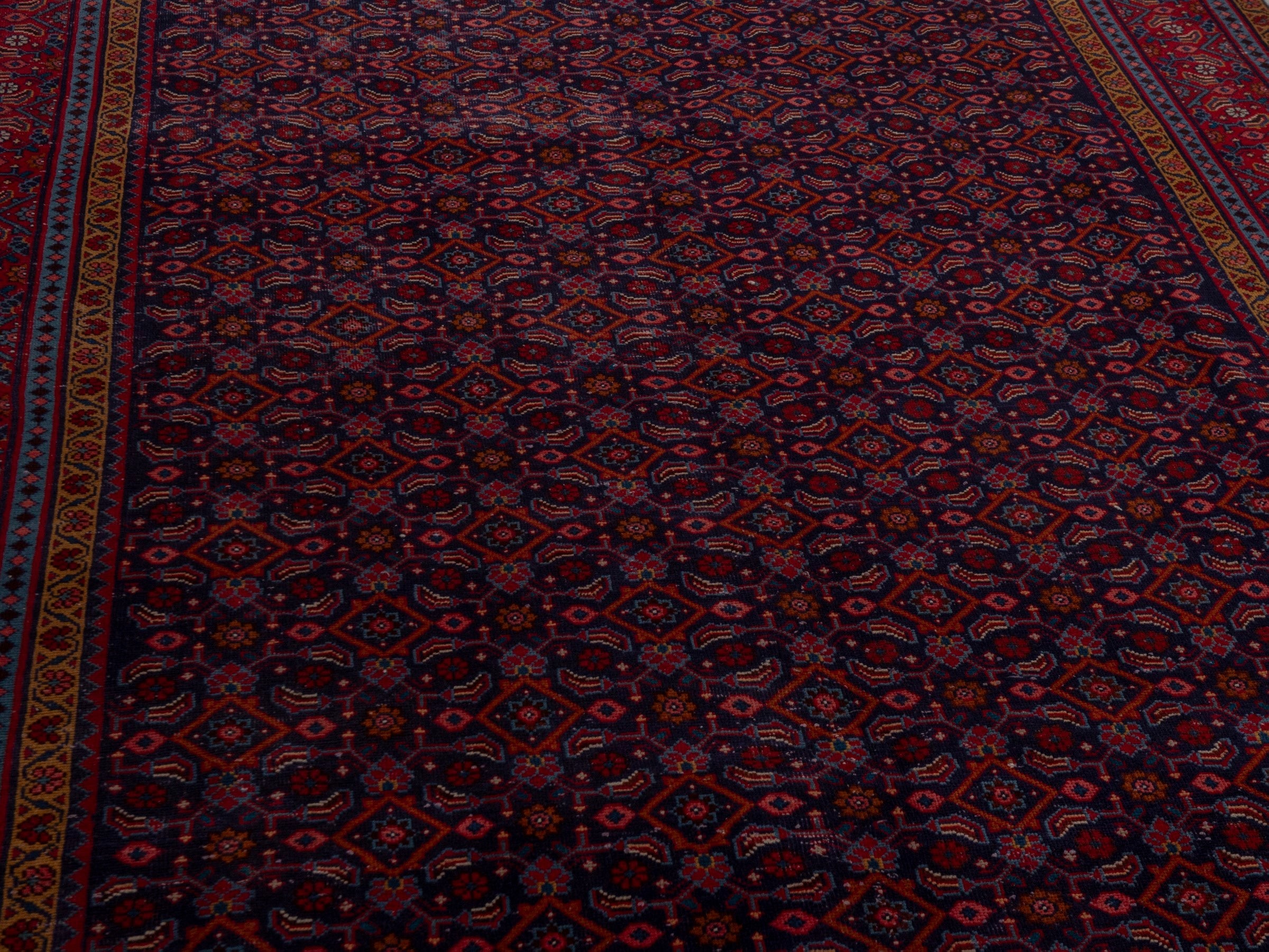 Persian Mahal area rug in navy and burgundy, view 10 of 19