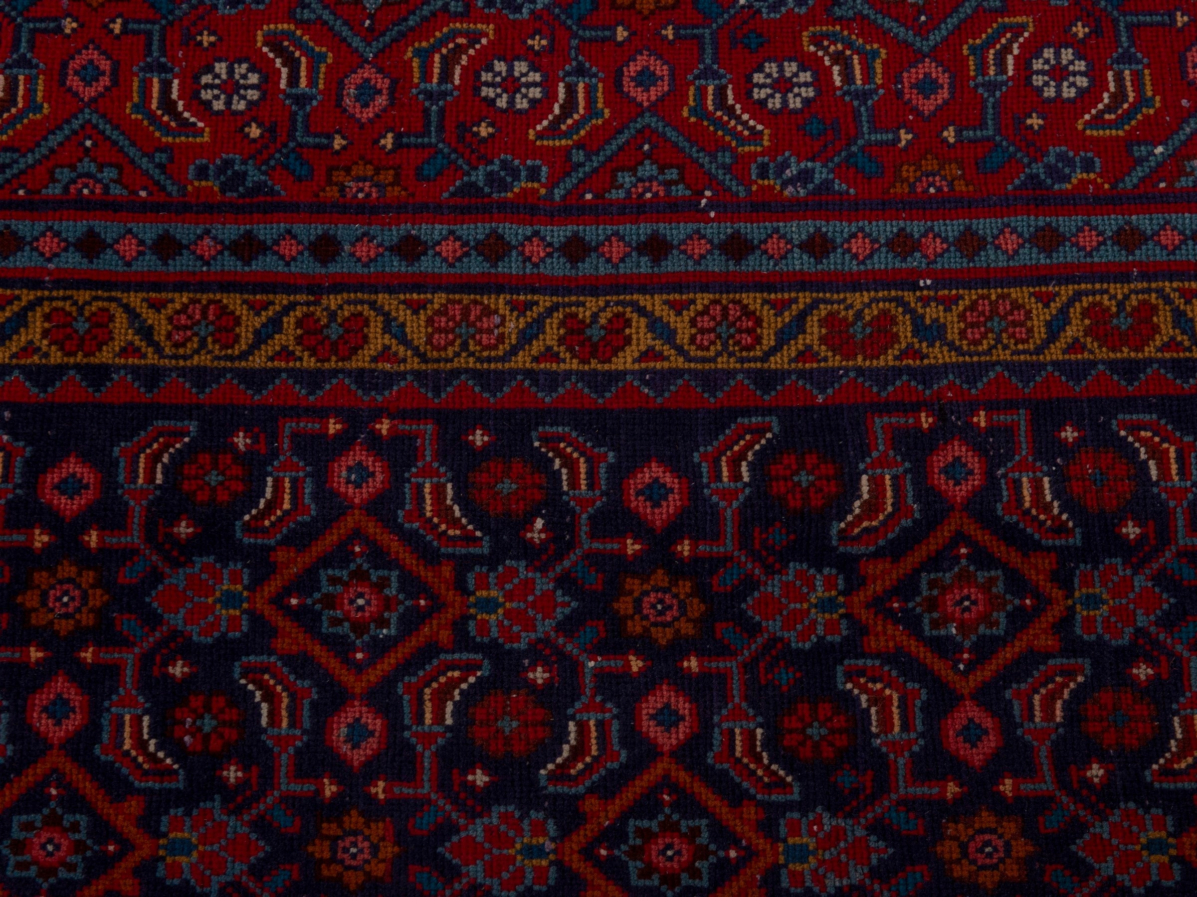 Persian Mahal area rug in navy and burgundy, view 12 of 19