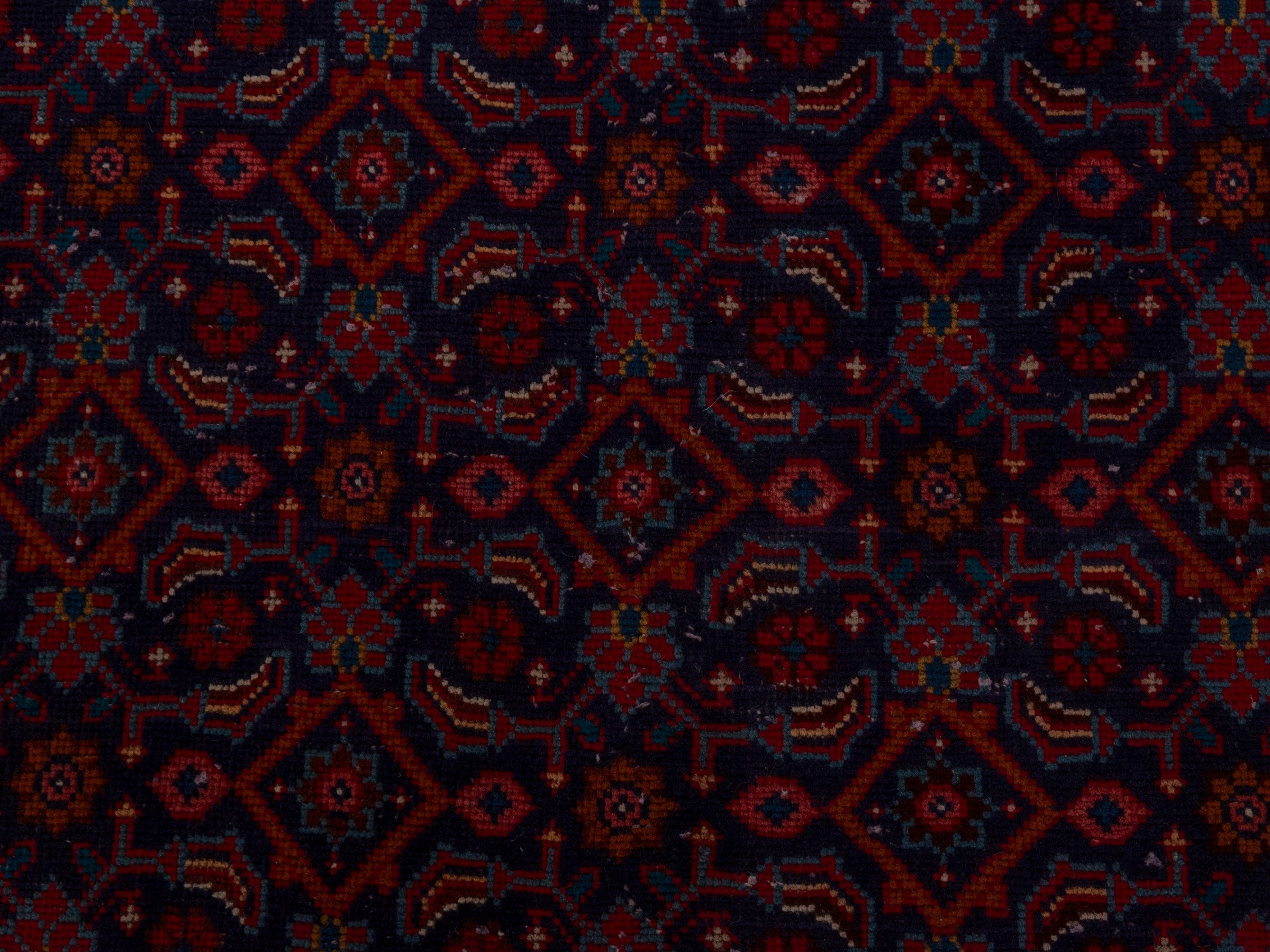 Persian Mahal area rug in navy and burgundy, view 13 of 19