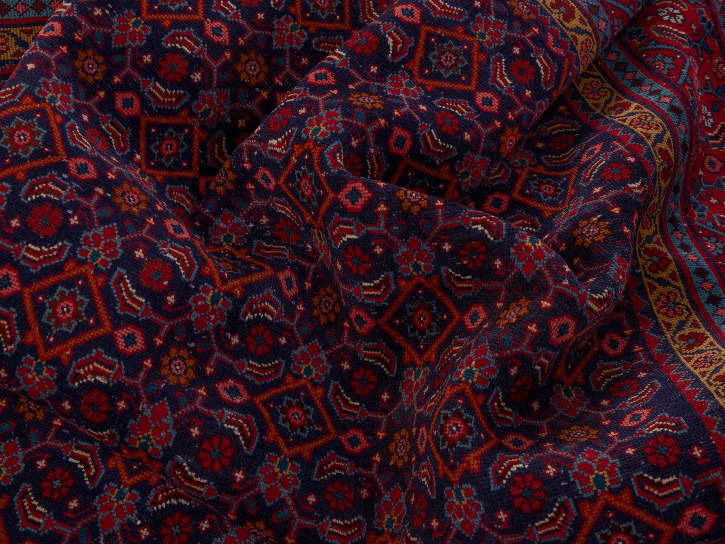Persian Mahal area rug in navy and burgundy, view 15 of 19