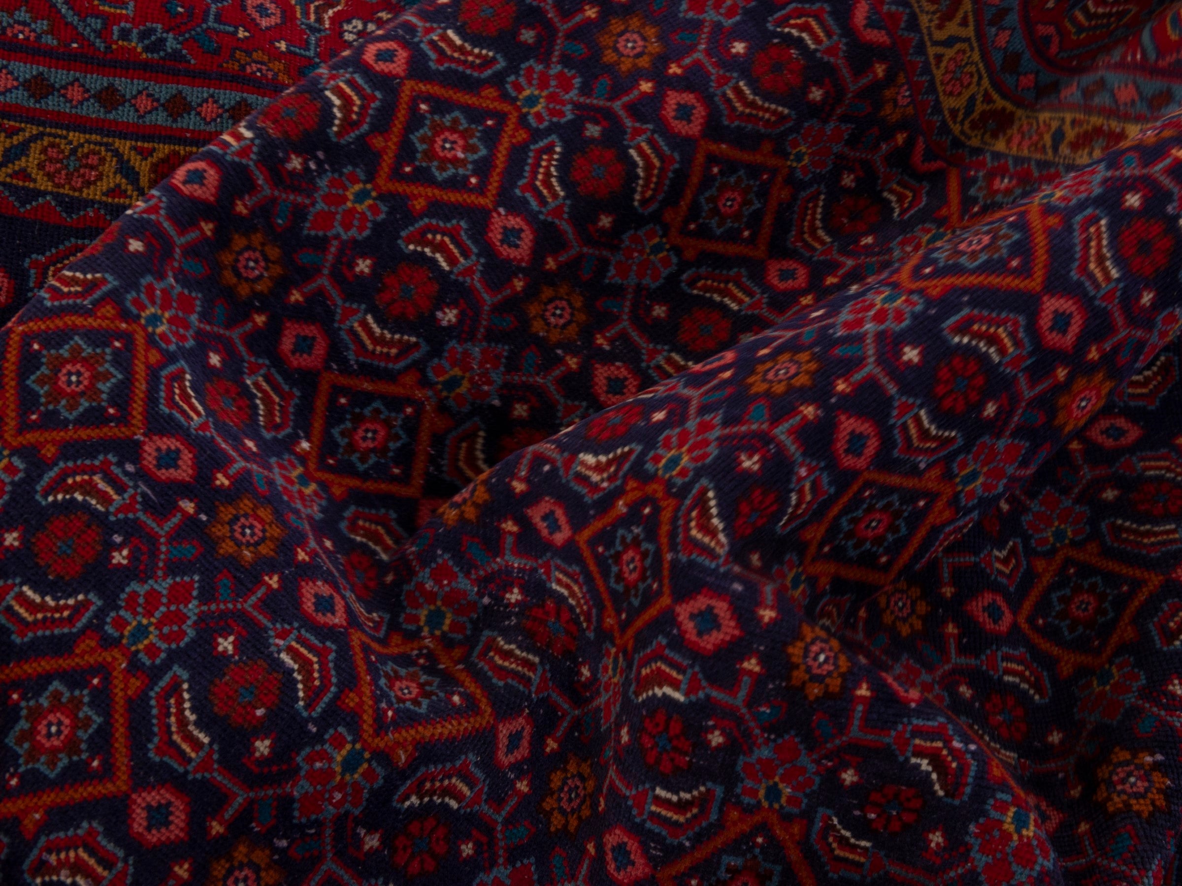 Persian Mahal area rug in navy and burgundy, view 17 of 19