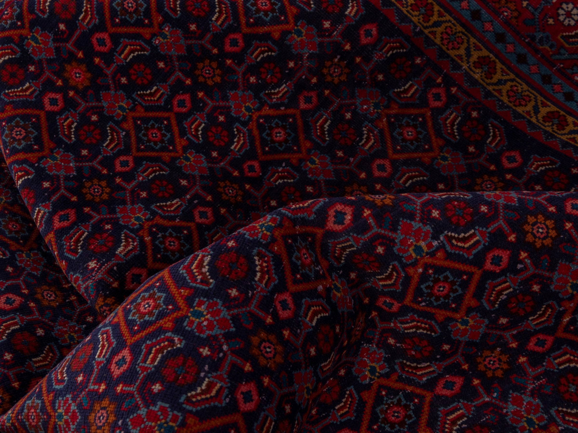 Persian Mahal area rug in navy and burgundy, view 18 of 19