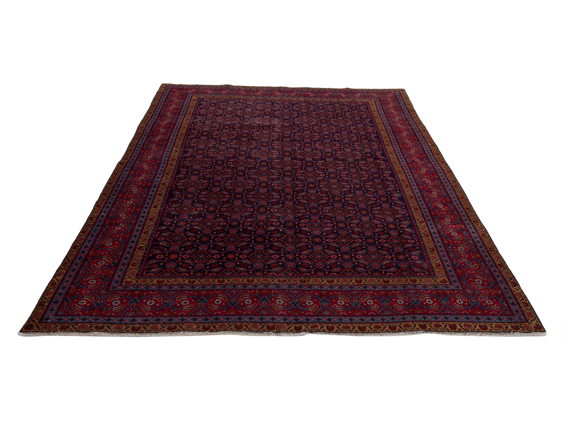 Persian Mahal area rug in navy and burgundy, view 2 of 19