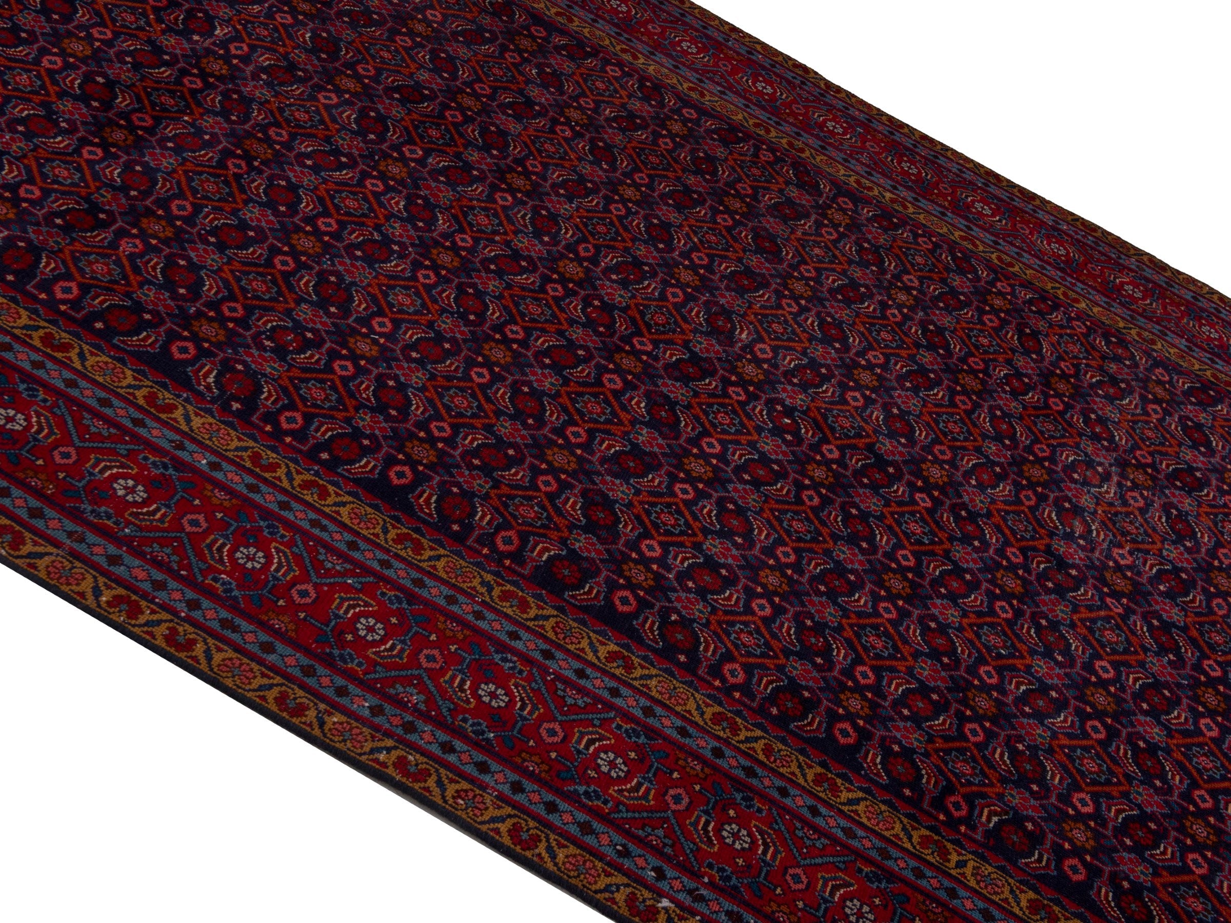 Persian Mahal area rug in navy and burgundy, view 4 of 19