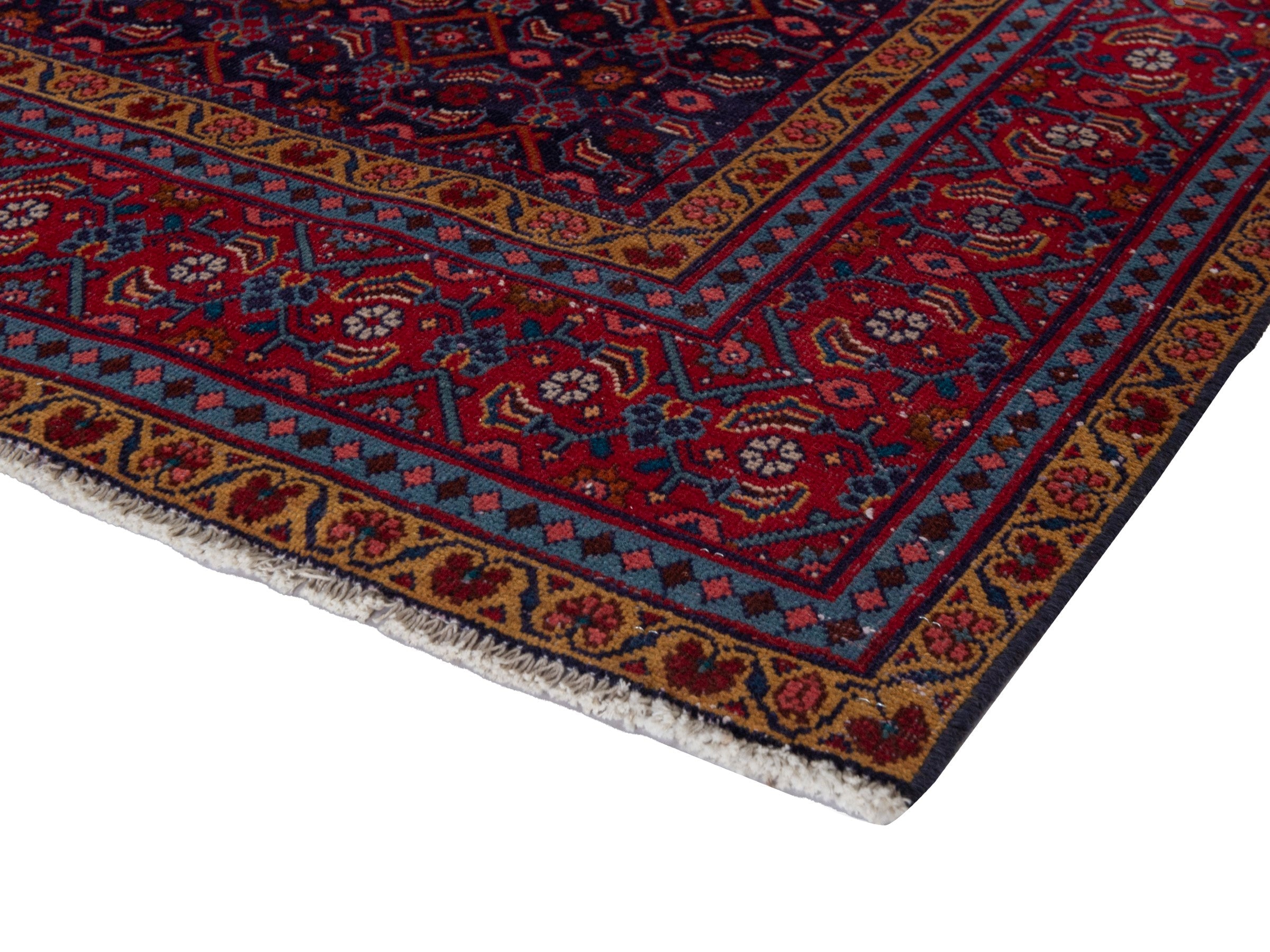 Persian Mahal area rug in navy and burgundy, view 6 of 19