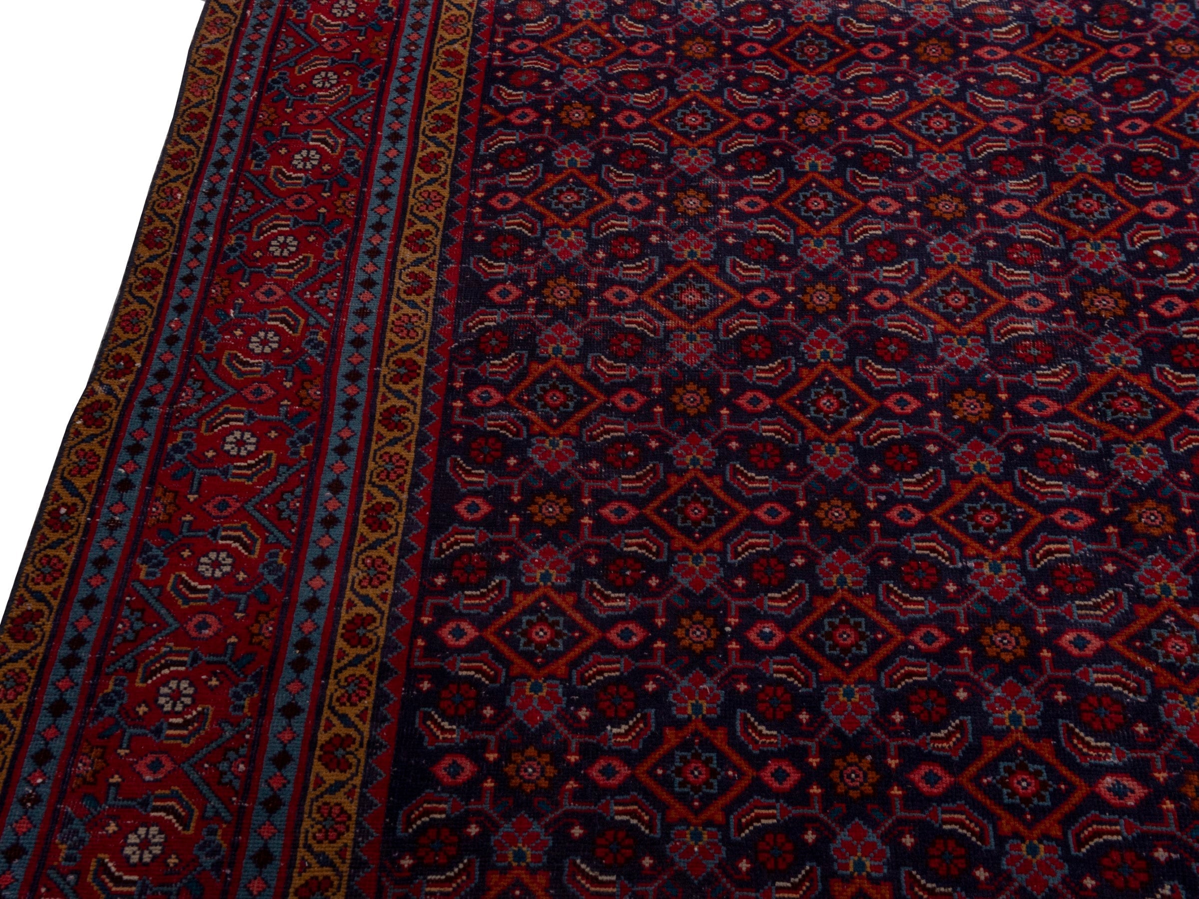 Persian Mahal area rug in navy and burgundy, view 7 of 19
