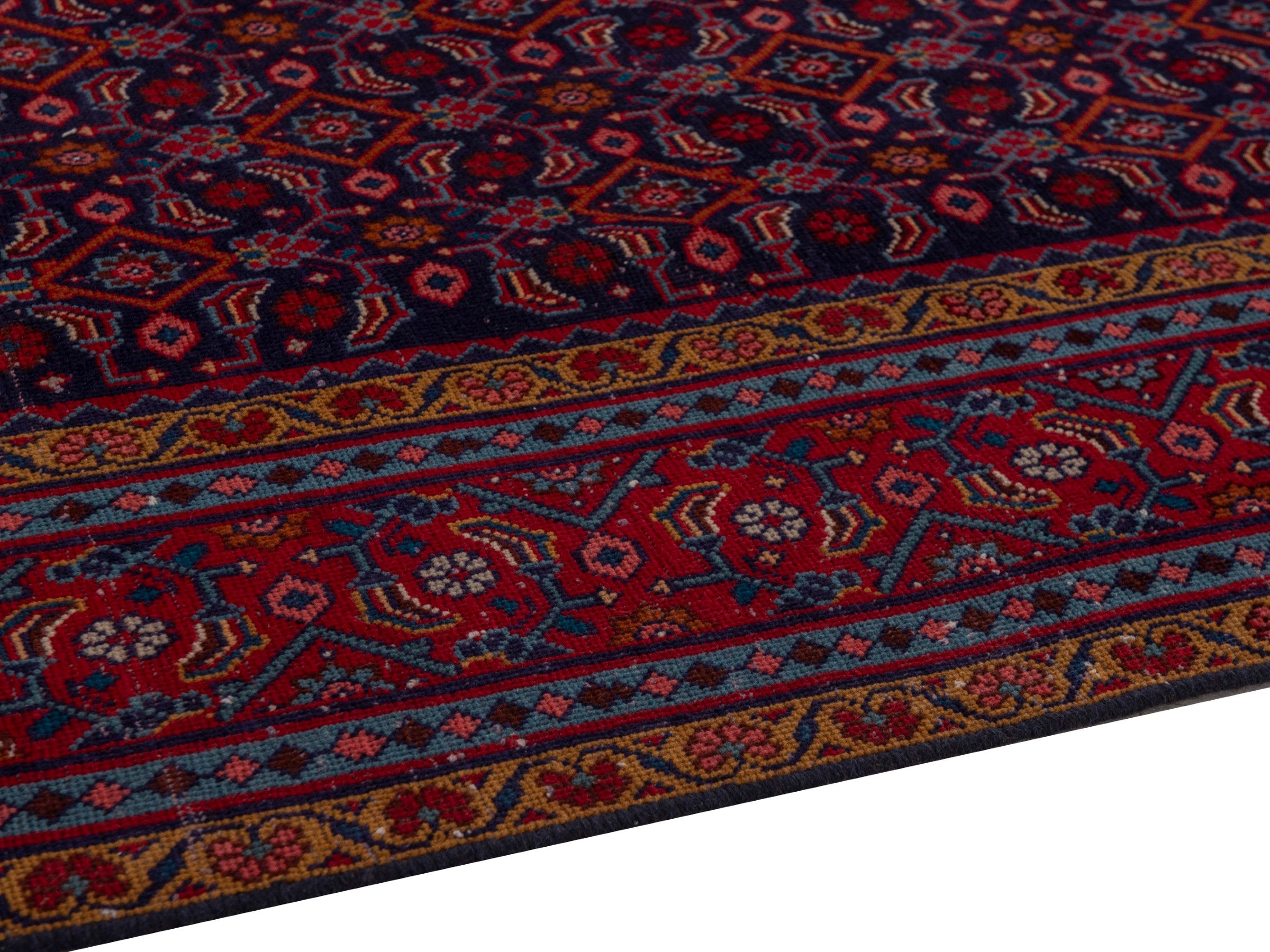 Persian Mahal area rug in navy and burgundy, view 8 of 19