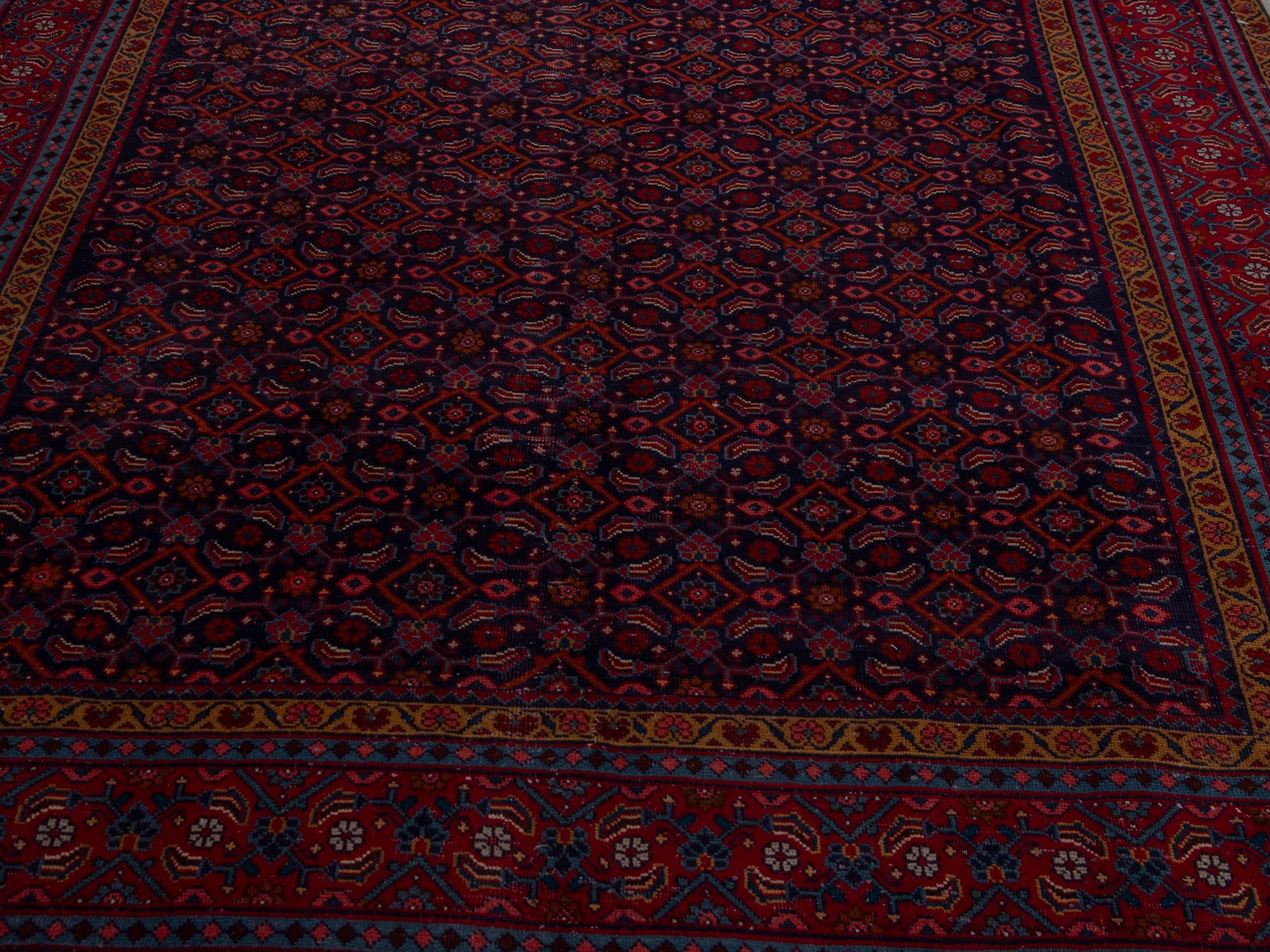 Persian Mahal area rug in navy and burgundy, view 9 of 19
