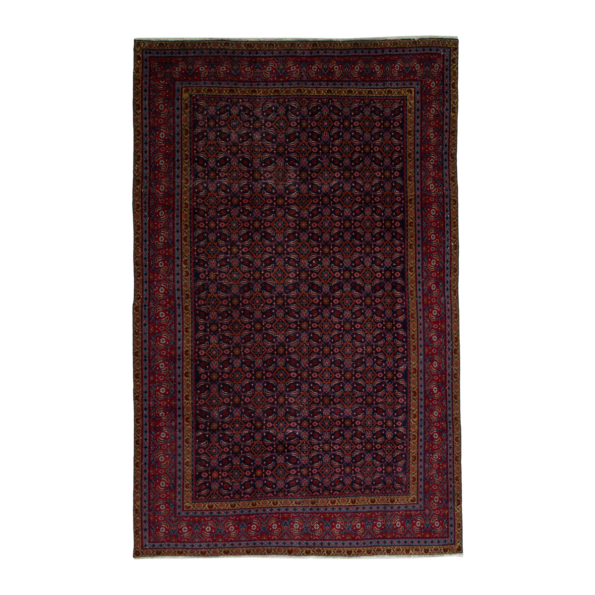 Persian Mahal area rug in navy and burgundy, 6'6" x 10'4"