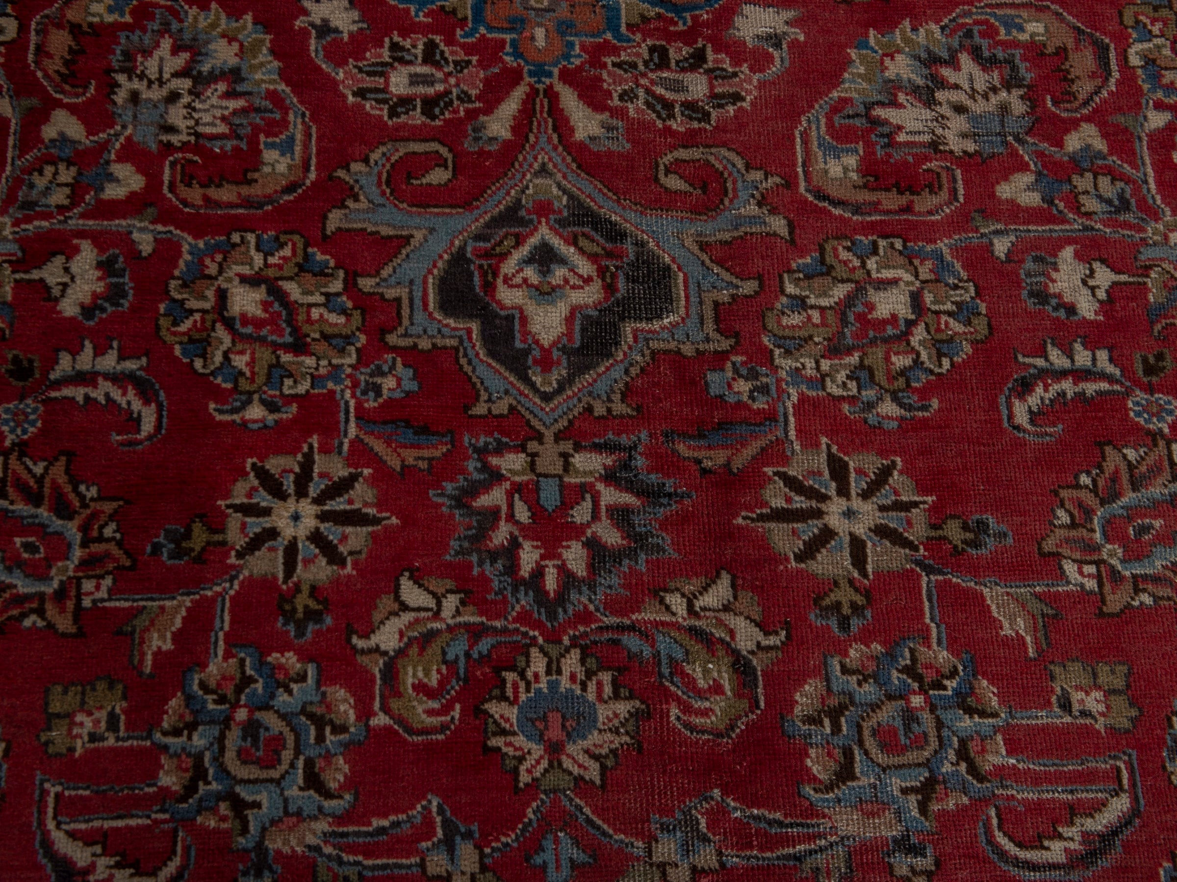 Persian Sabzevar oversized rug in deep red and charcoal, view 12 of 25