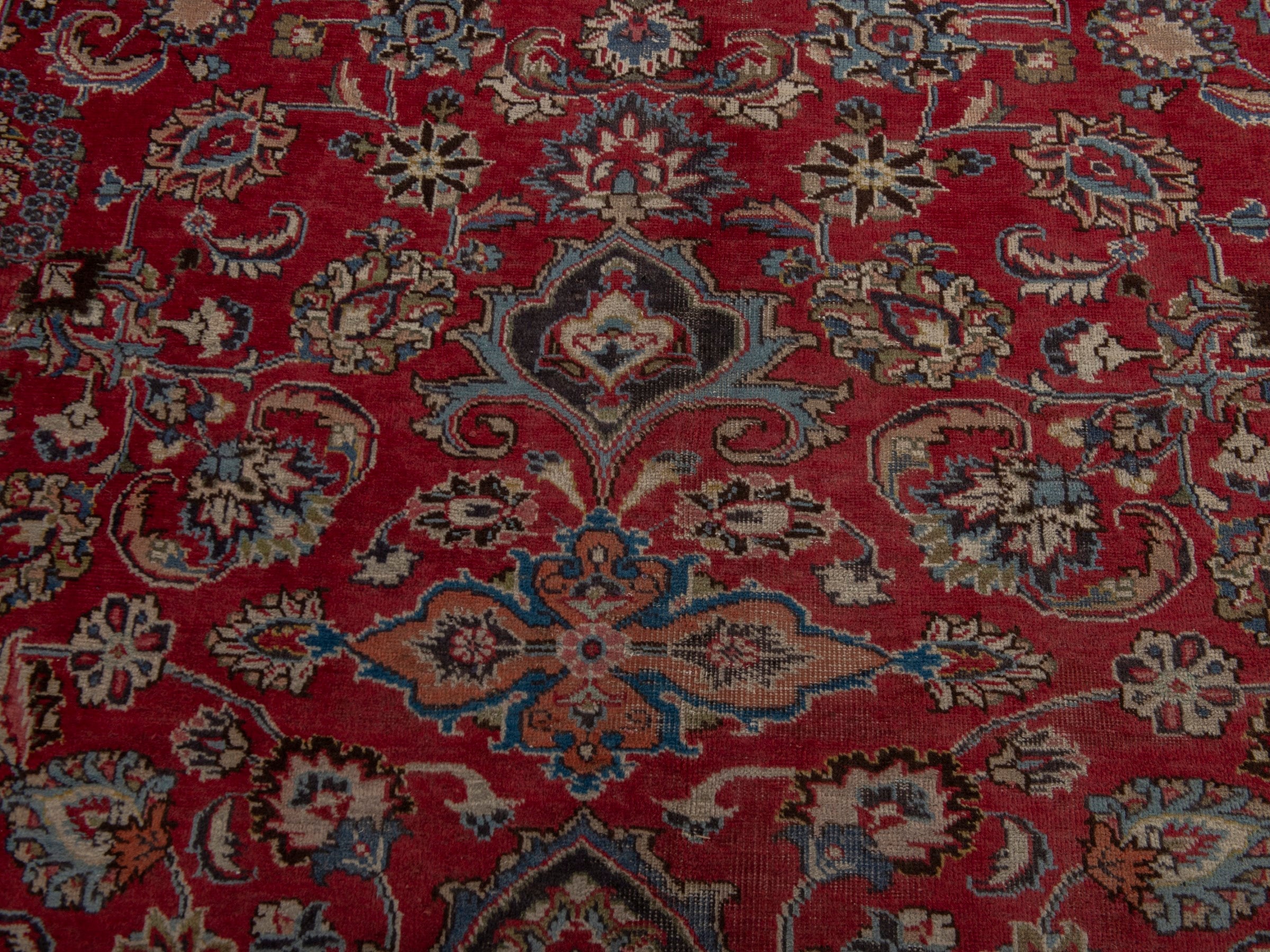 Persian Sabzevar oversized rug in deep red and charcoal, view 14 of 25