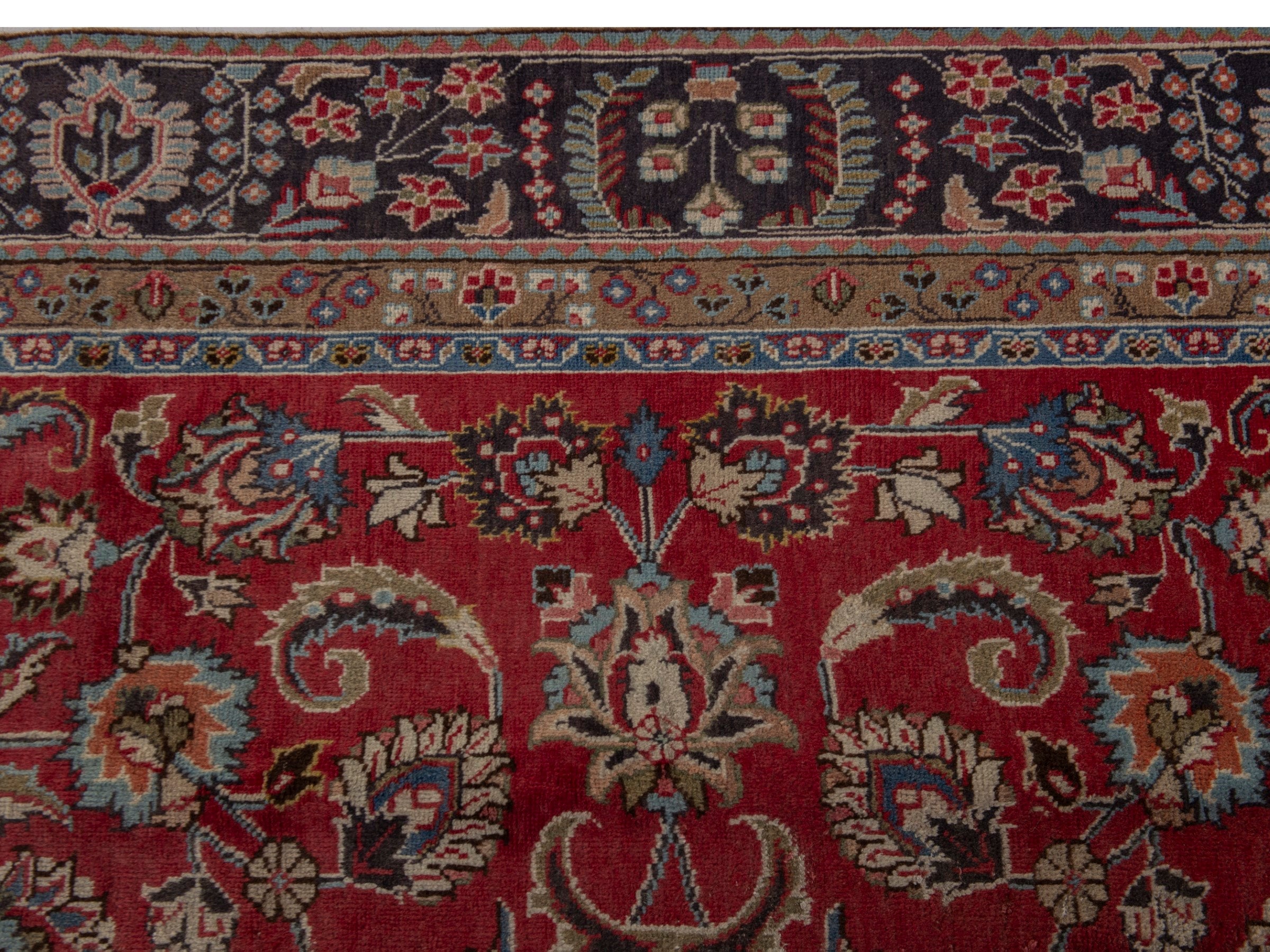 Persian Sabzevar oversized rug in deep red and charcoal, view 15 of 25