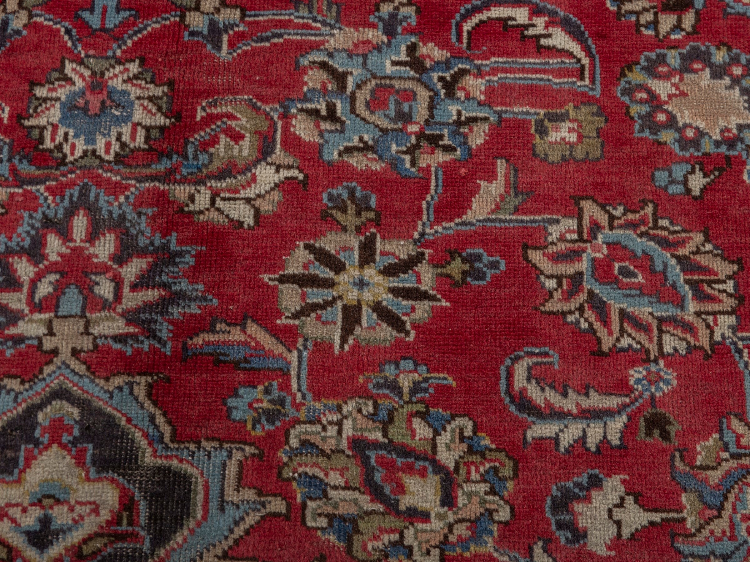 Persian Sabzevar oversized rug in deep red and charcoal, view 16 of 25